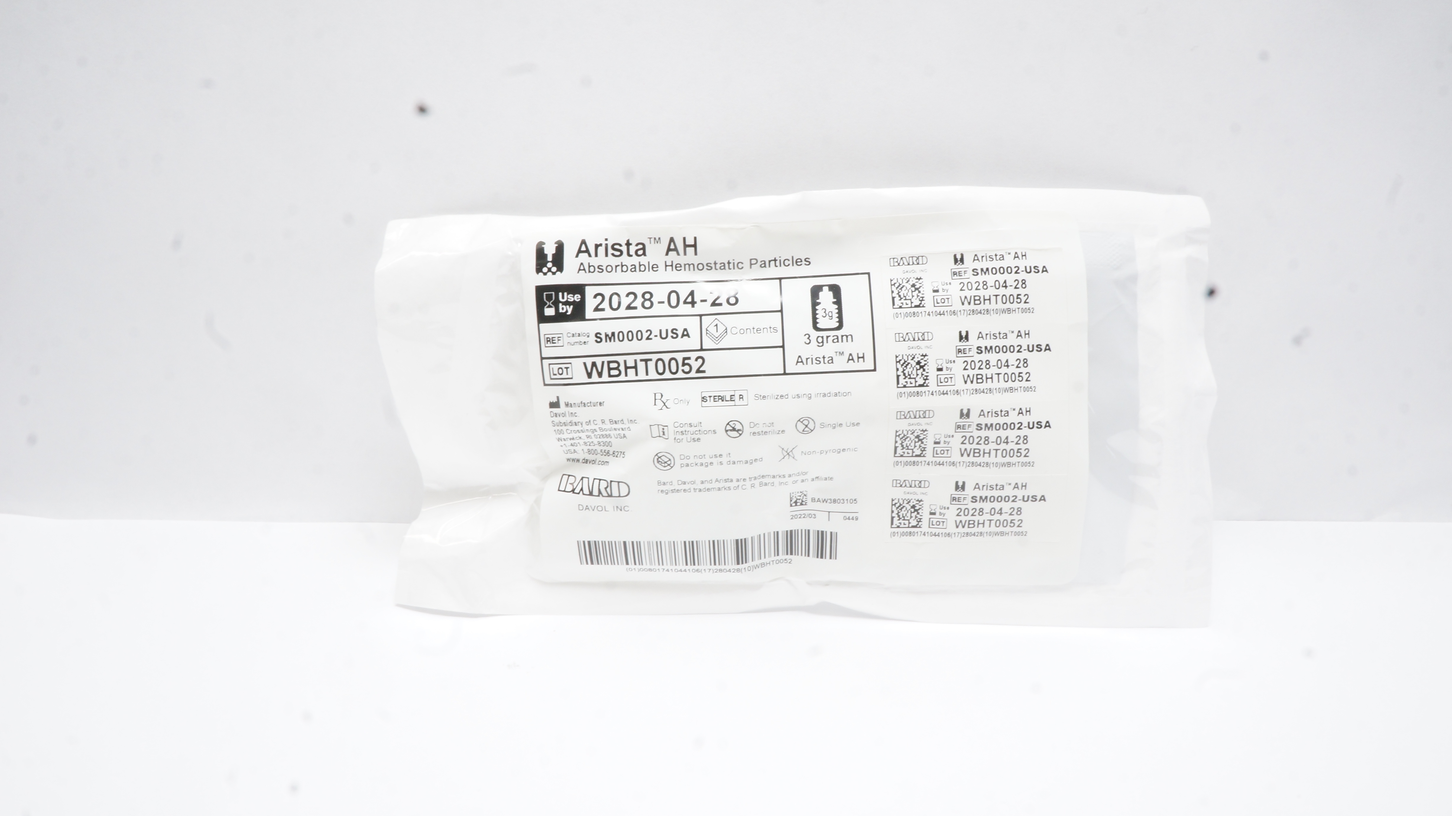 Bard SM0002-USA Arista AH Absorbable Hemostatic Particles 3gram