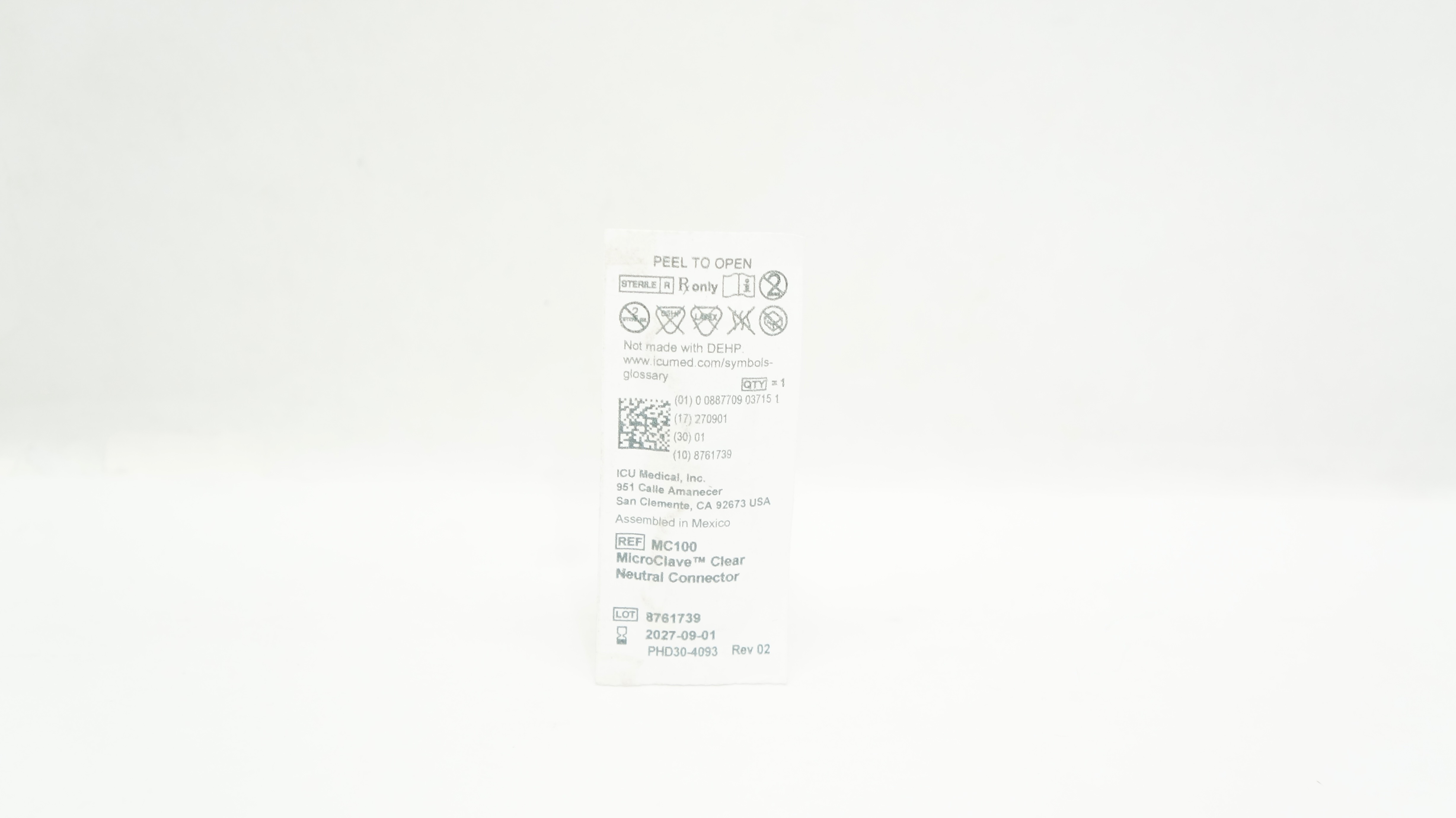 ICU Medical MC100 MicroClave Clear Neutral Connector