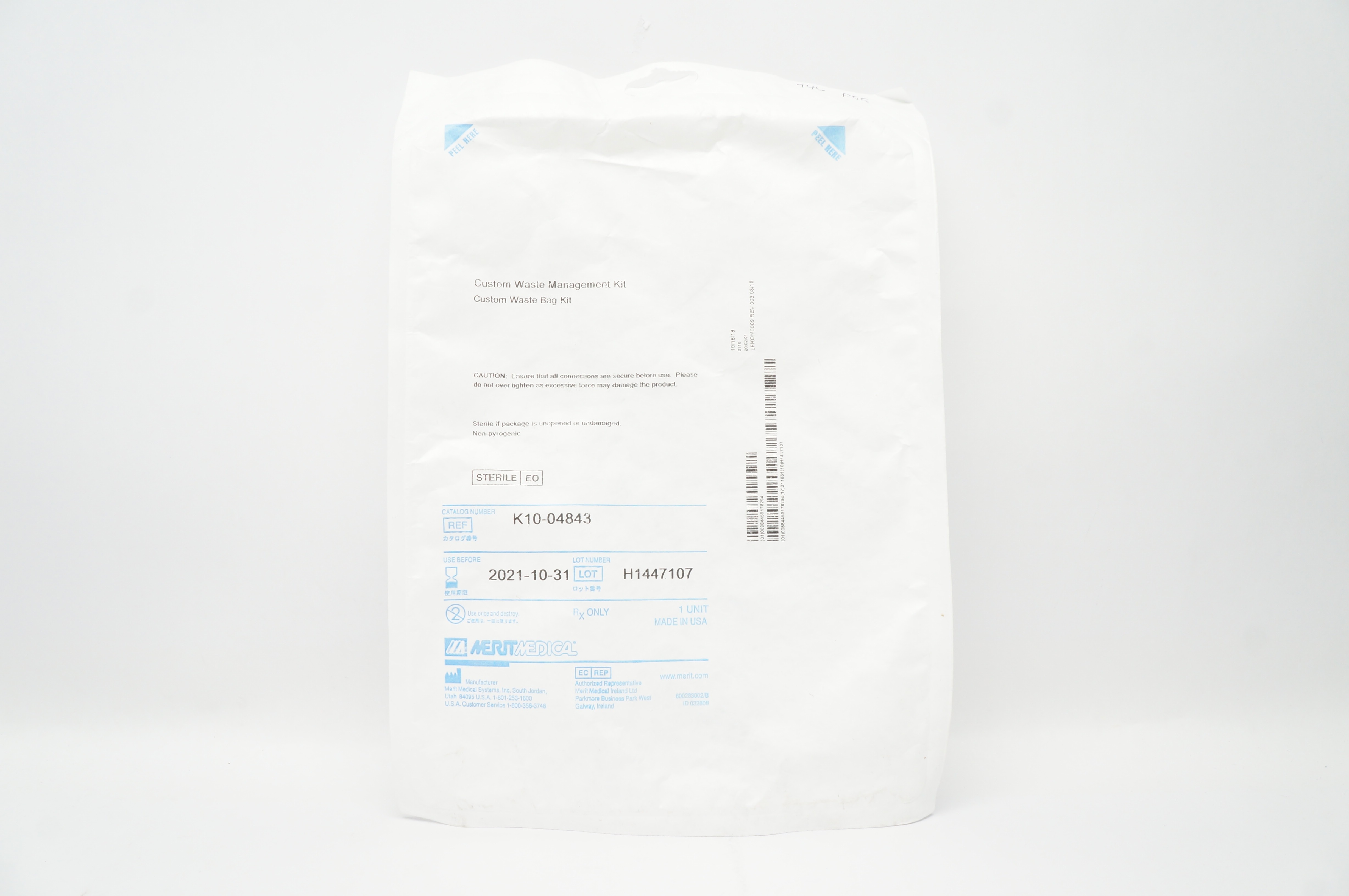 Merit Medical K10-04843 Custom Waste Management Kit Custom Waste Bag Kit (x)