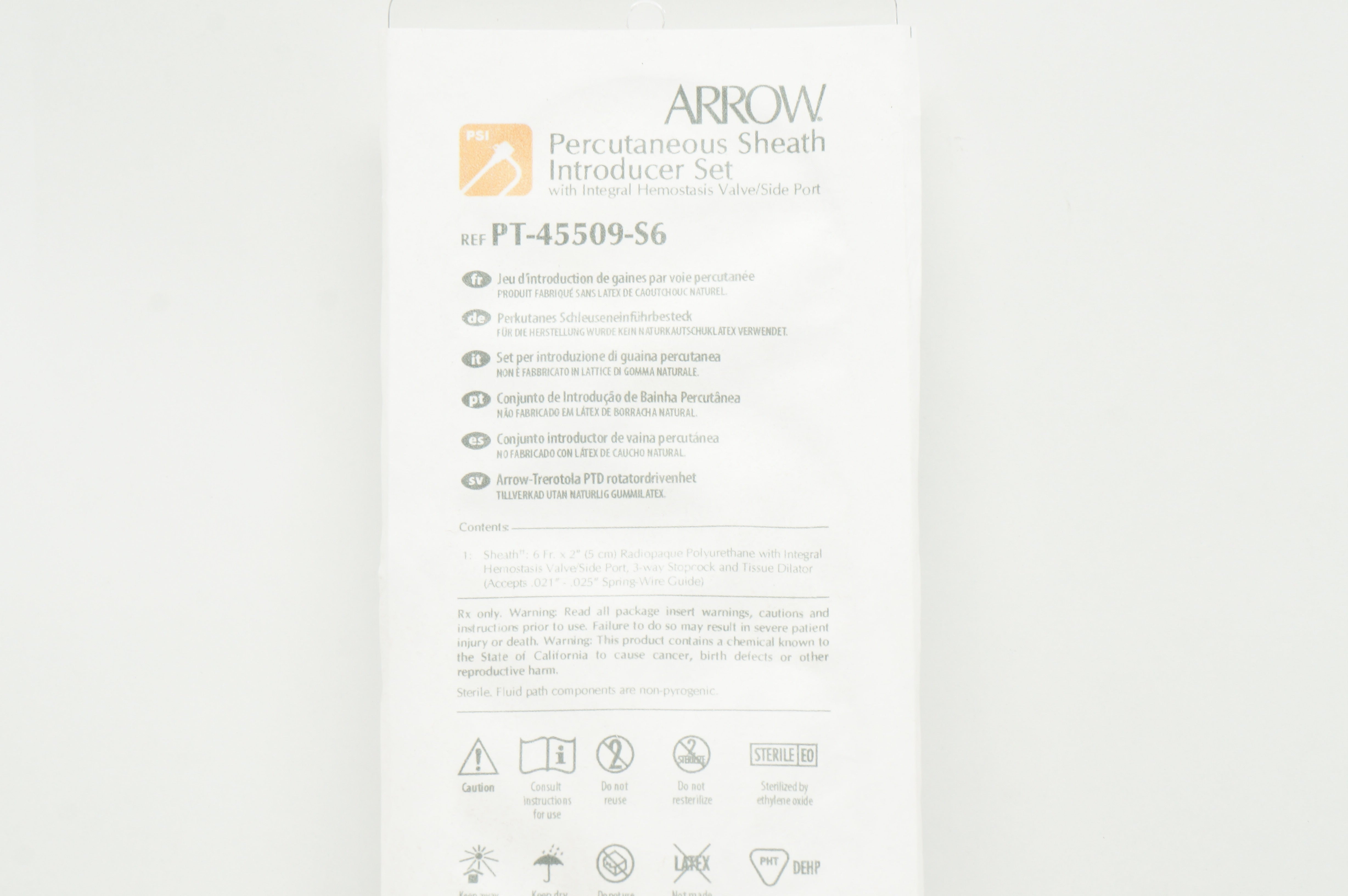 Arrow PT-45509-S6 Percutaneous Sheath Introducer Set  6Fr x 2 inch (x)