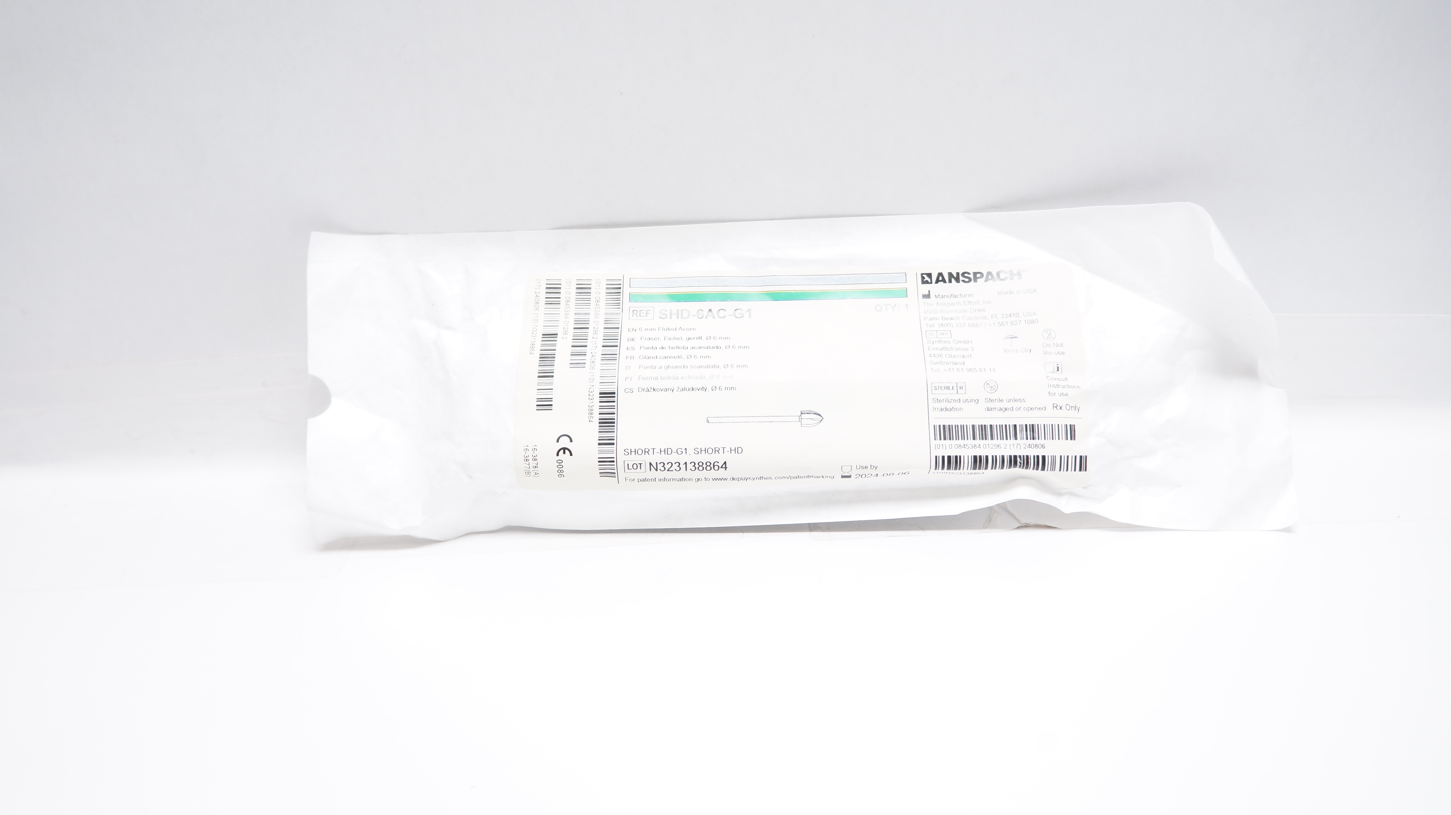 Anspach SHD-6AC-G1 Fluted Acorn Short-HD-G1, 6mm