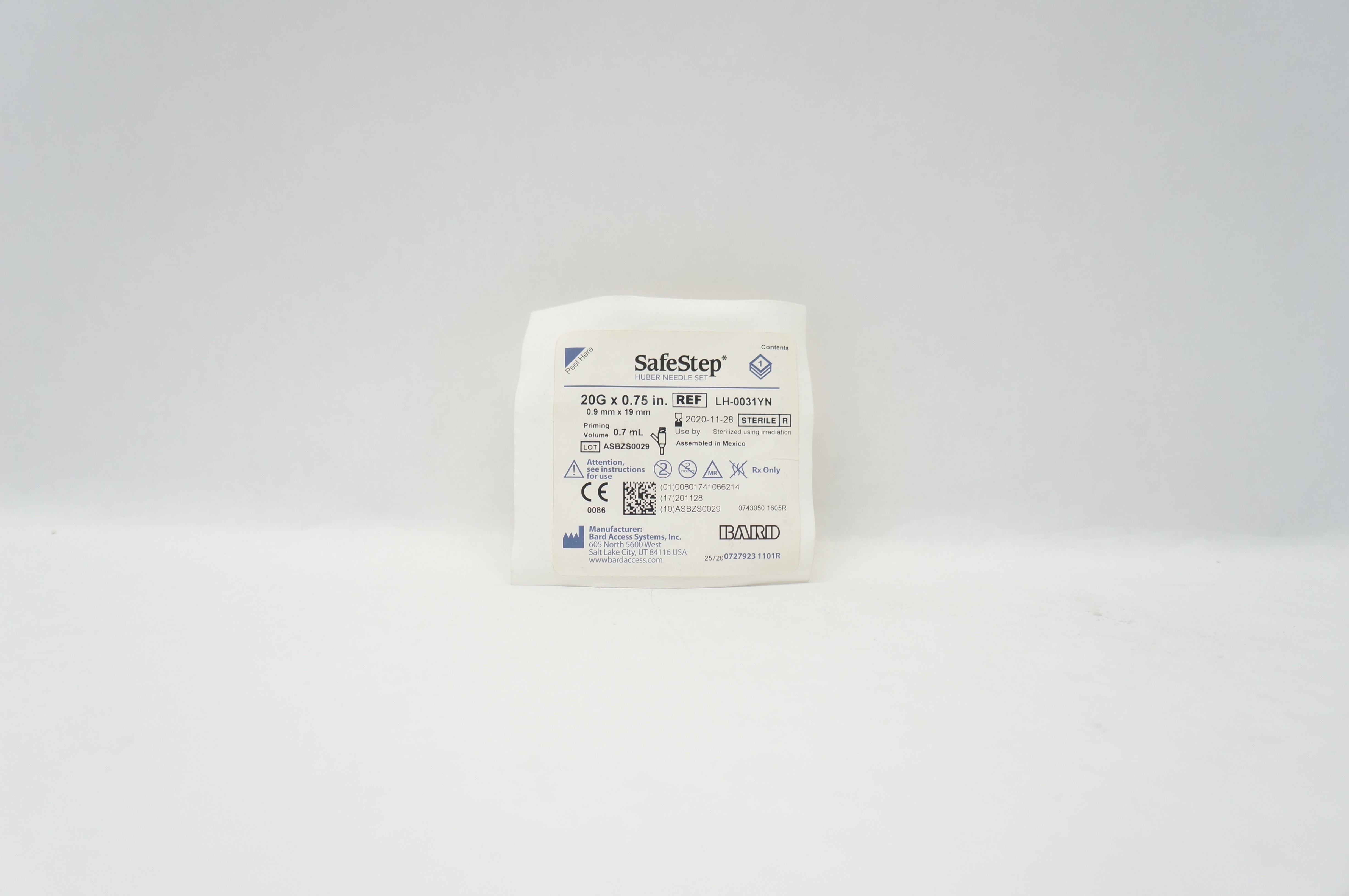 Bard LH-0031YN  SafeStep Huber Ndle. Set 20G x 0.75inch 0.7mL (x)