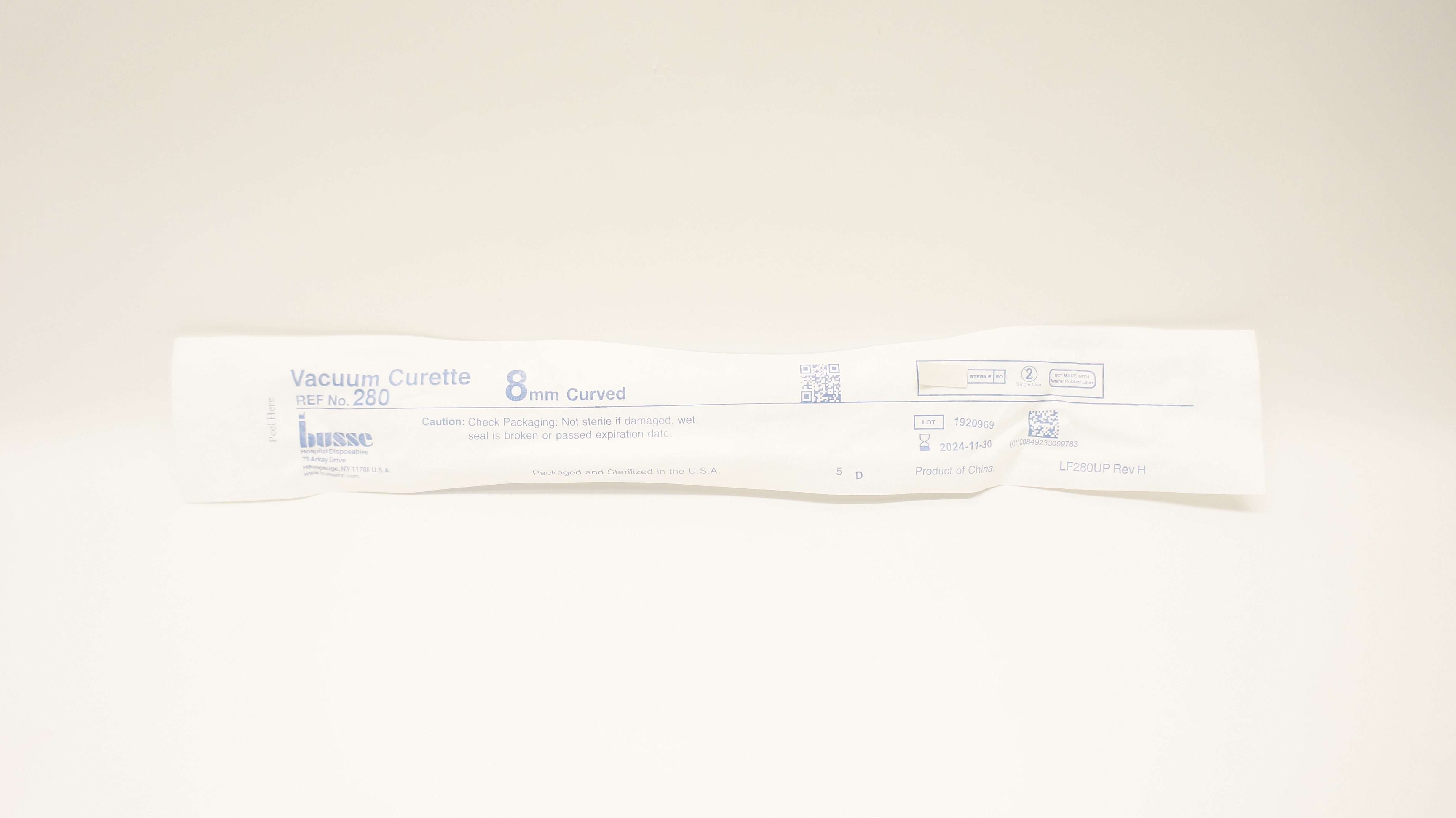 Busse 280 Vacuum Curette Curved 8mm