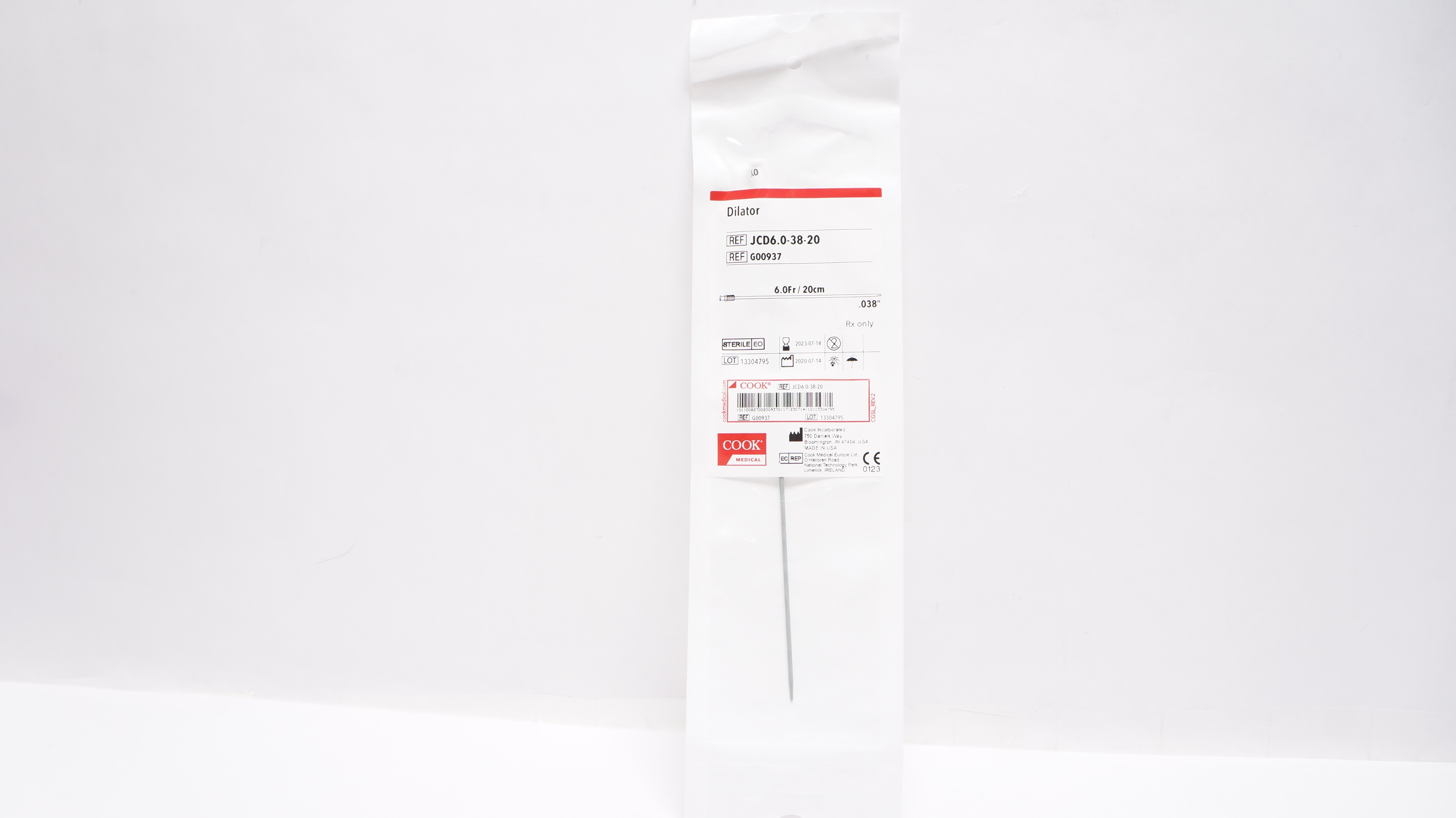 Cook Medical G00937 Dilator 6.0Fr x 20cm x 0.038inch (x)