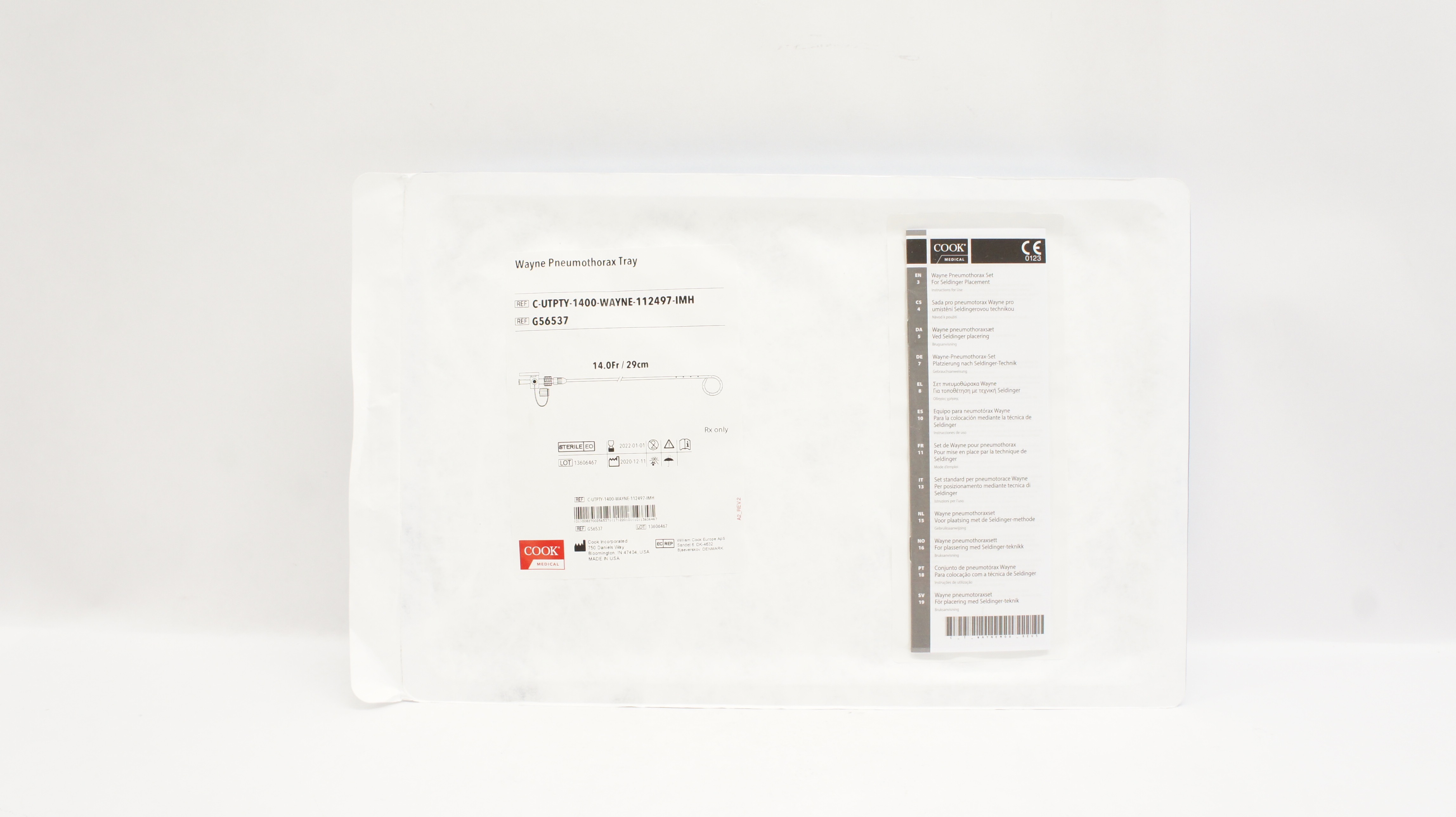 Cook Medical G56537 Wayne Pneumothorax Tray 14.0Fr x 29cm (x)