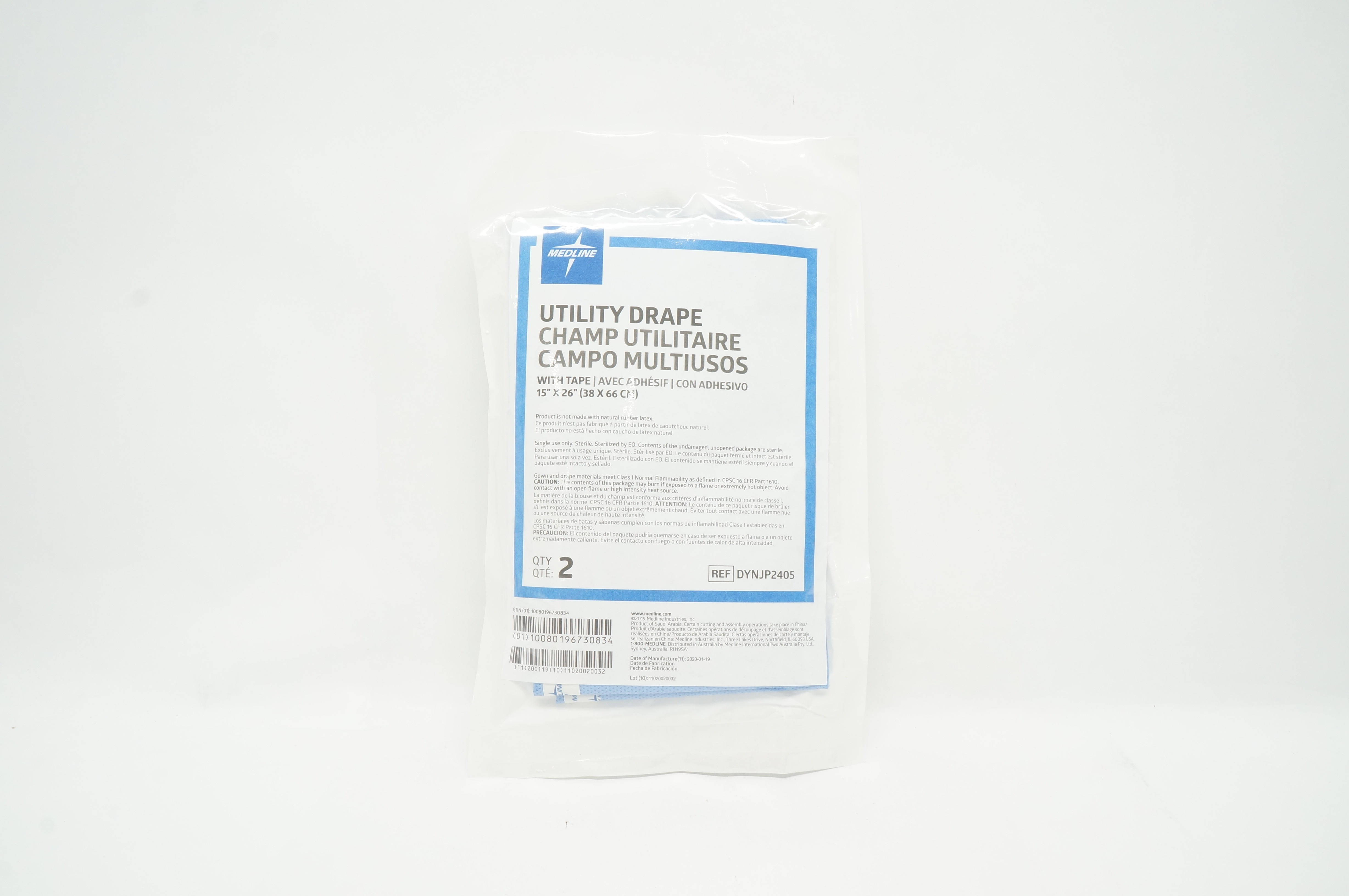 Medline DYNJP2405 Utility Drape With Tape, 15 inch x 26 inch - Pack of 2