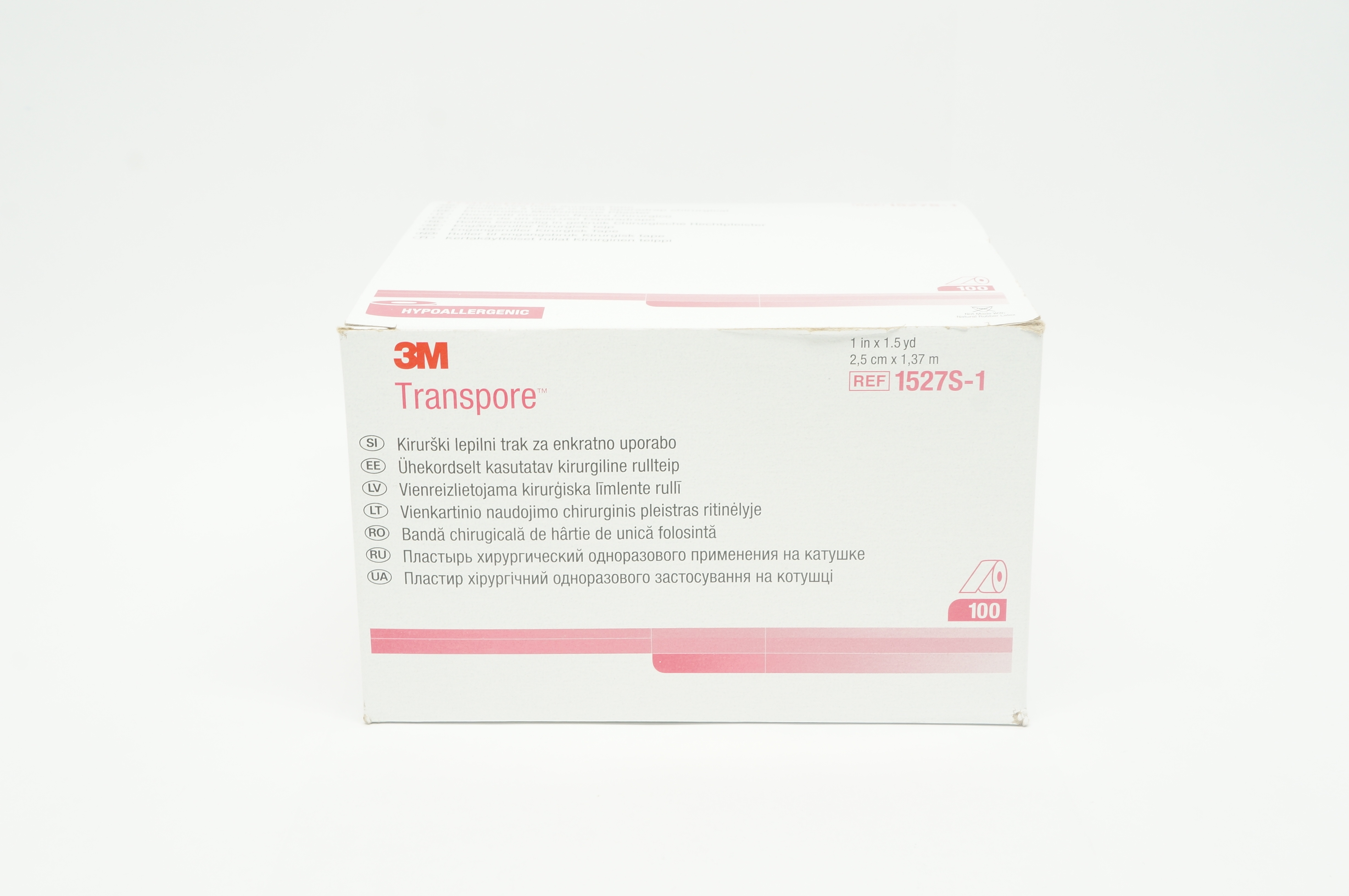 3M 1527S-1 Micropore  Single Use Rolls Surgical Tape 1inch x 1.5yd - Box of 100