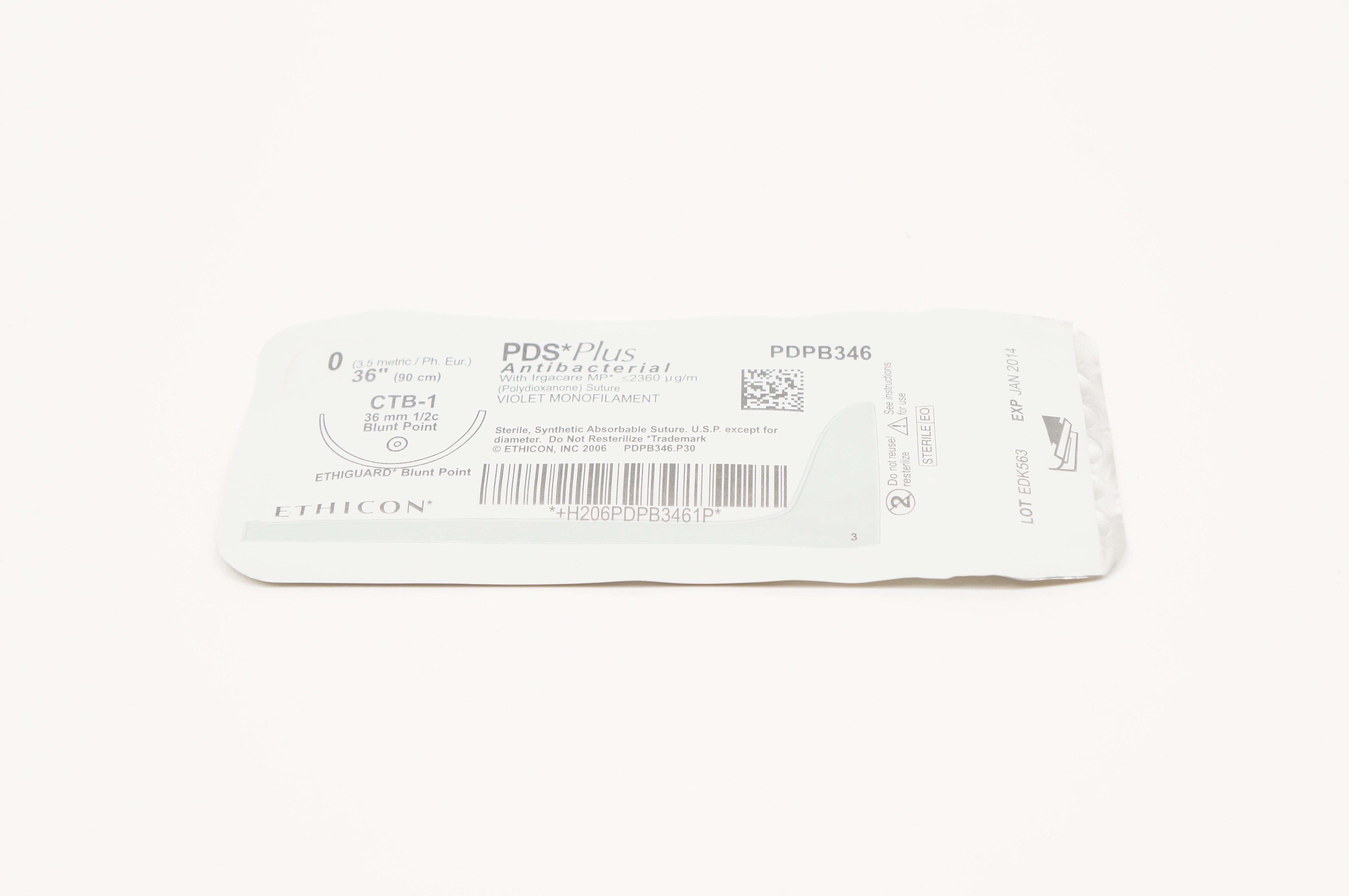 Ethicon PDPB346 0 PDS Plus, CTB-1, 36mm 1/2c Blunt Point, 36inch (x)