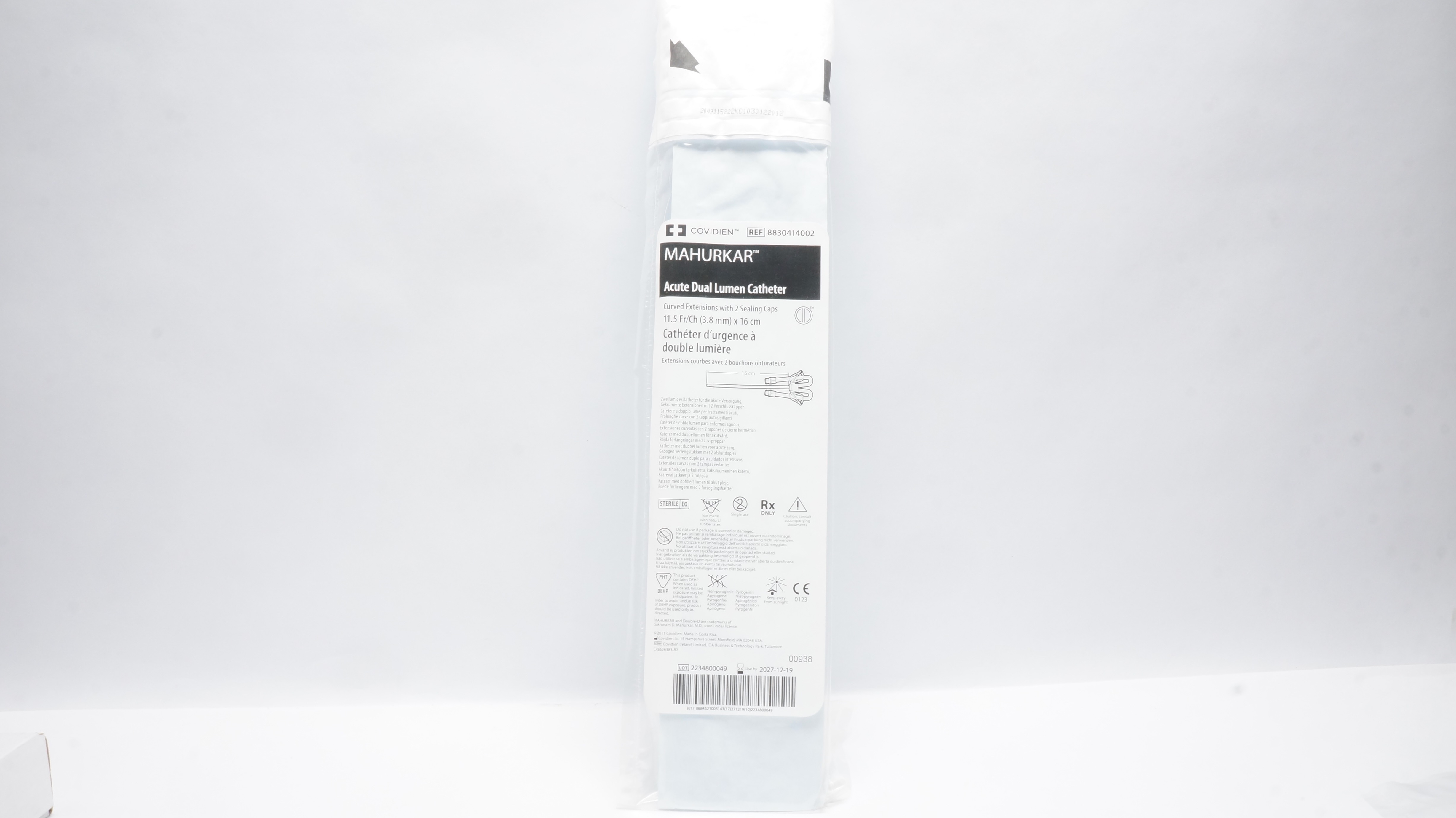 Covidien 8830414002 MAHURKAR Acute Dual Lumen Cath. 11.5Fr/Ch x 16cm