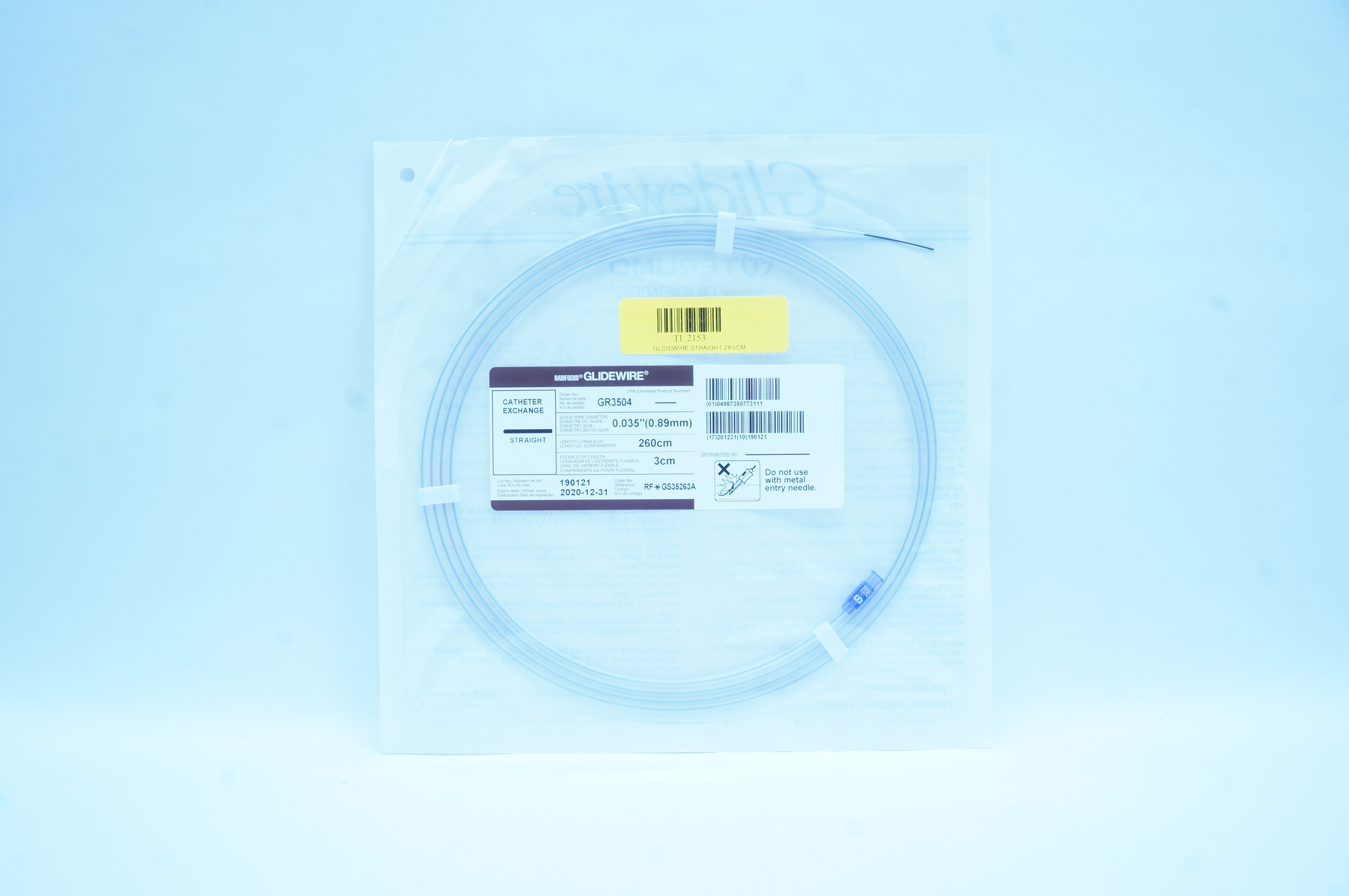 Terumo GR3504 Radiofocus Glidewire, Straight 0.035inch x 260cm x 3cm (x)