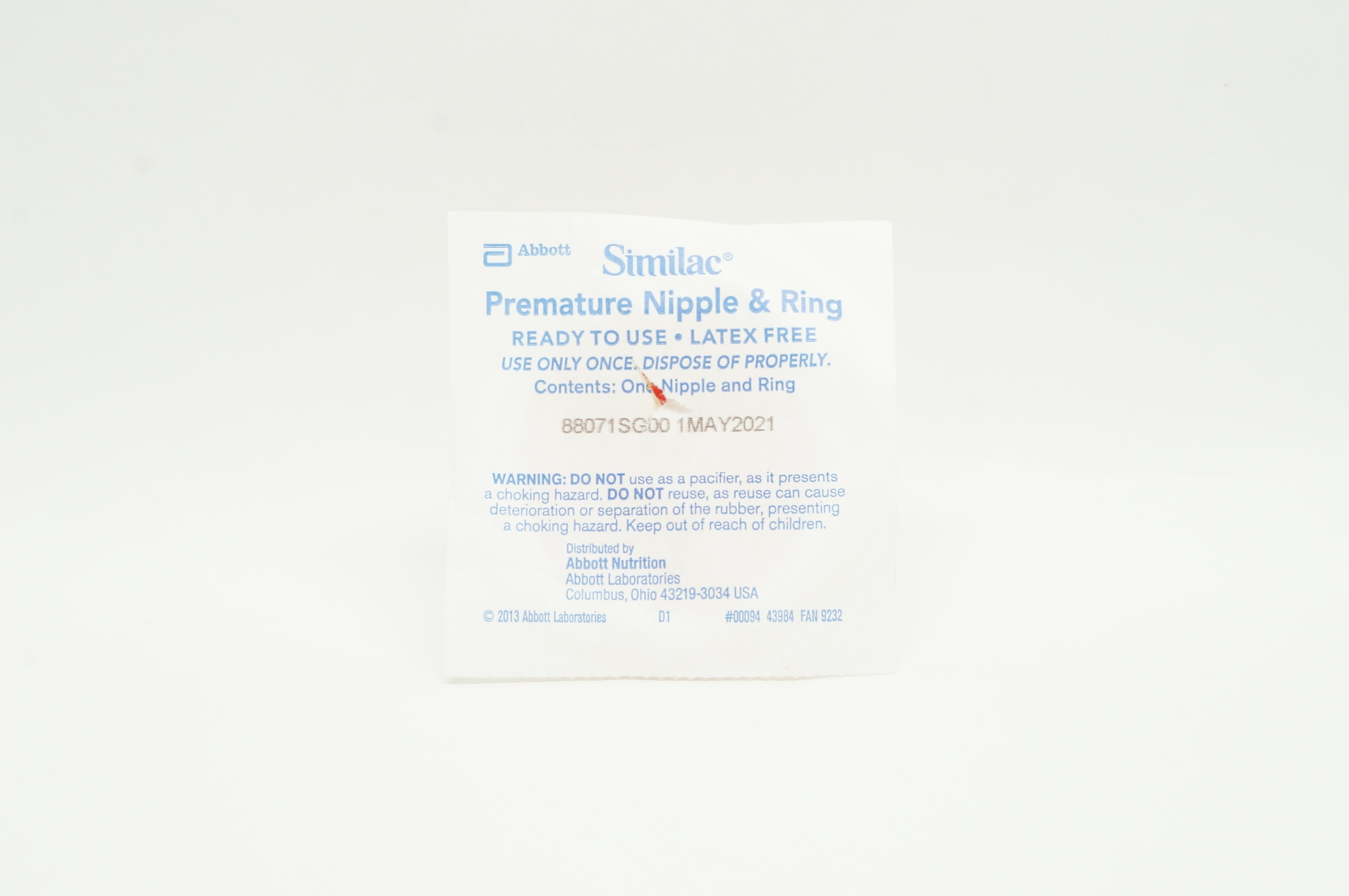 Abbott 88071SG00 Similac Premature Nipple & Ring