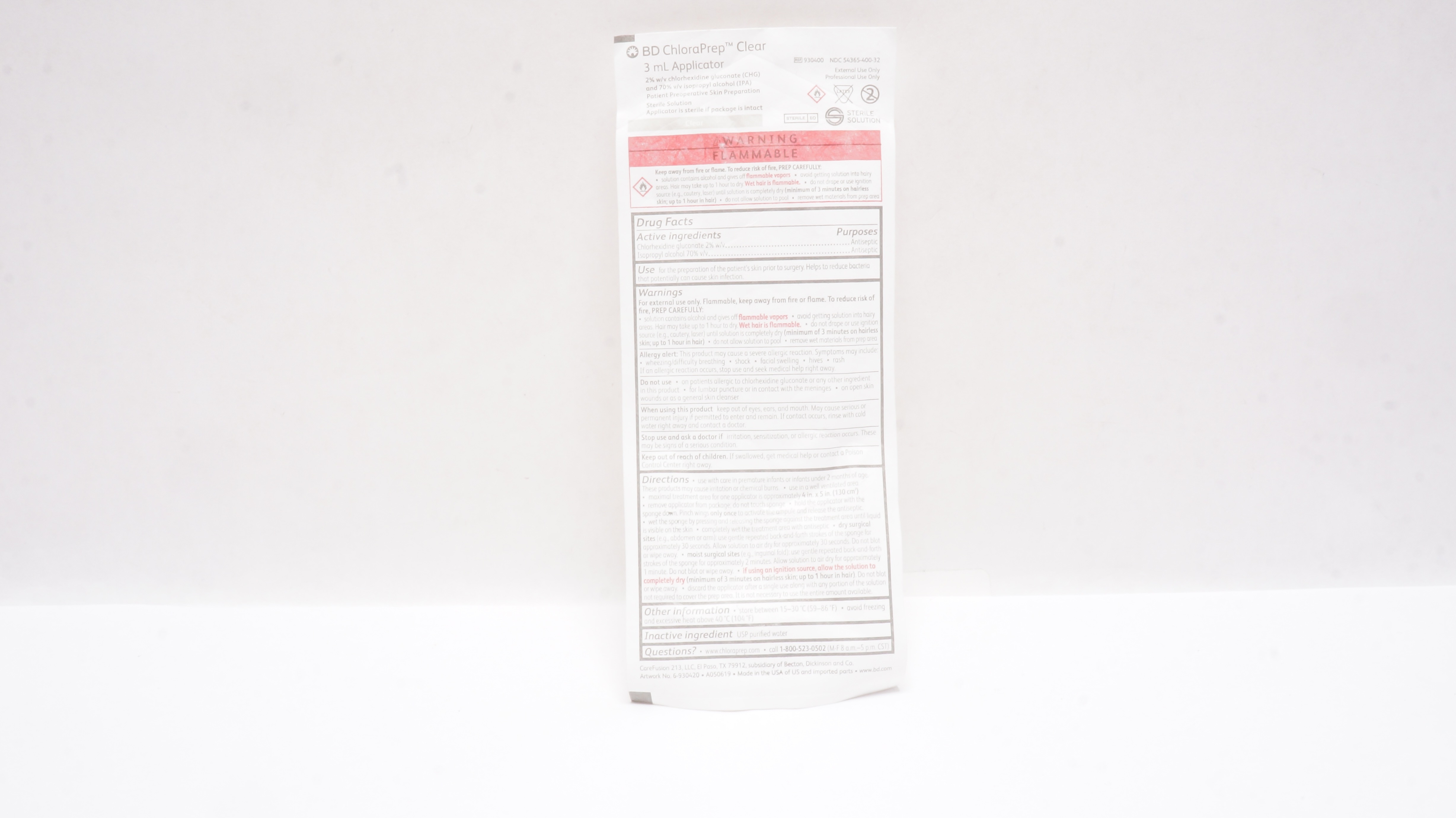 BD 930400 ChloraPrep Clear 3mL Applicator