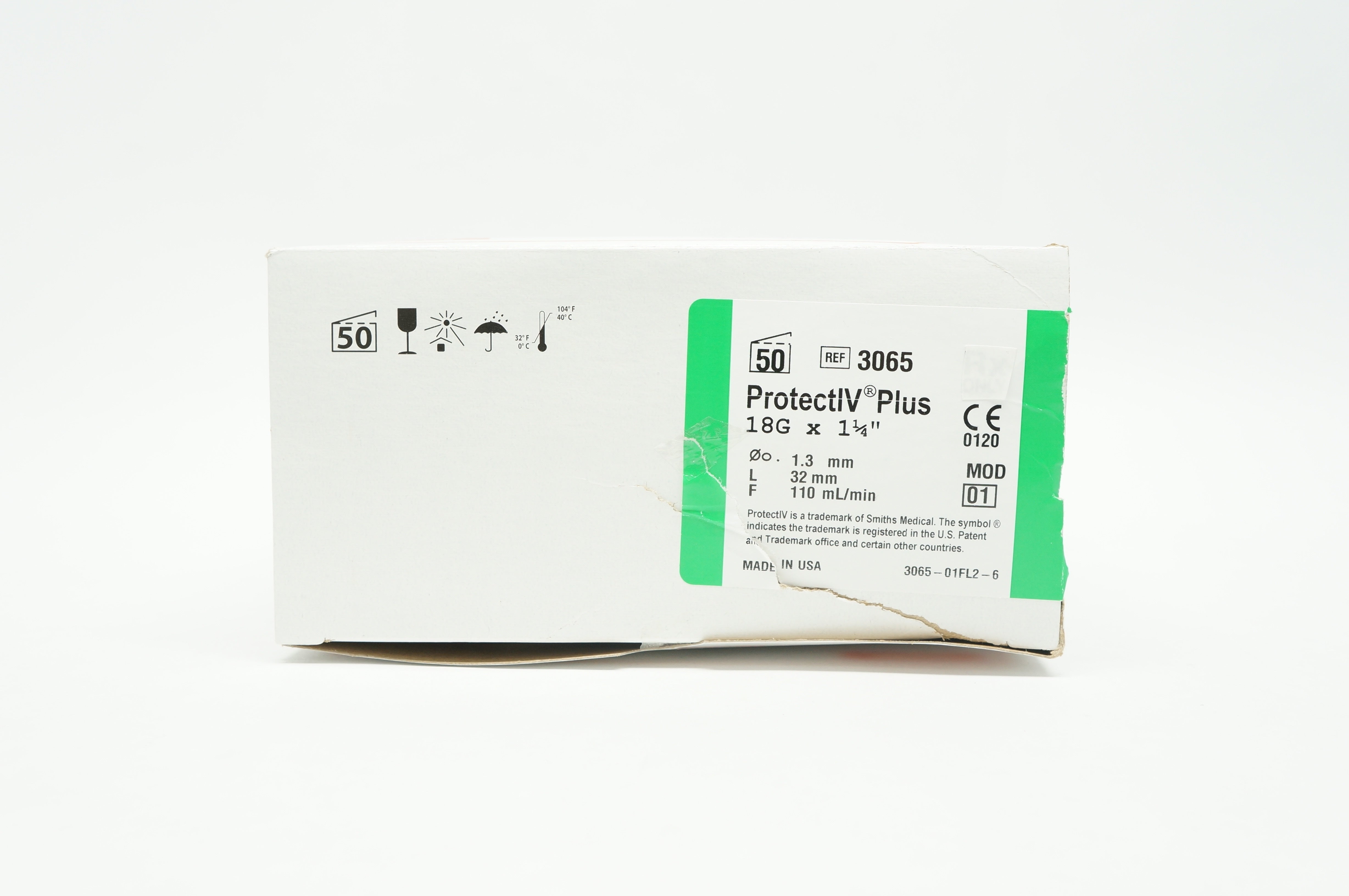 Smiths Medical 3065 Jelco ProtectIV Plus18G x 1-1/4inch MOD 01 - Box of 50