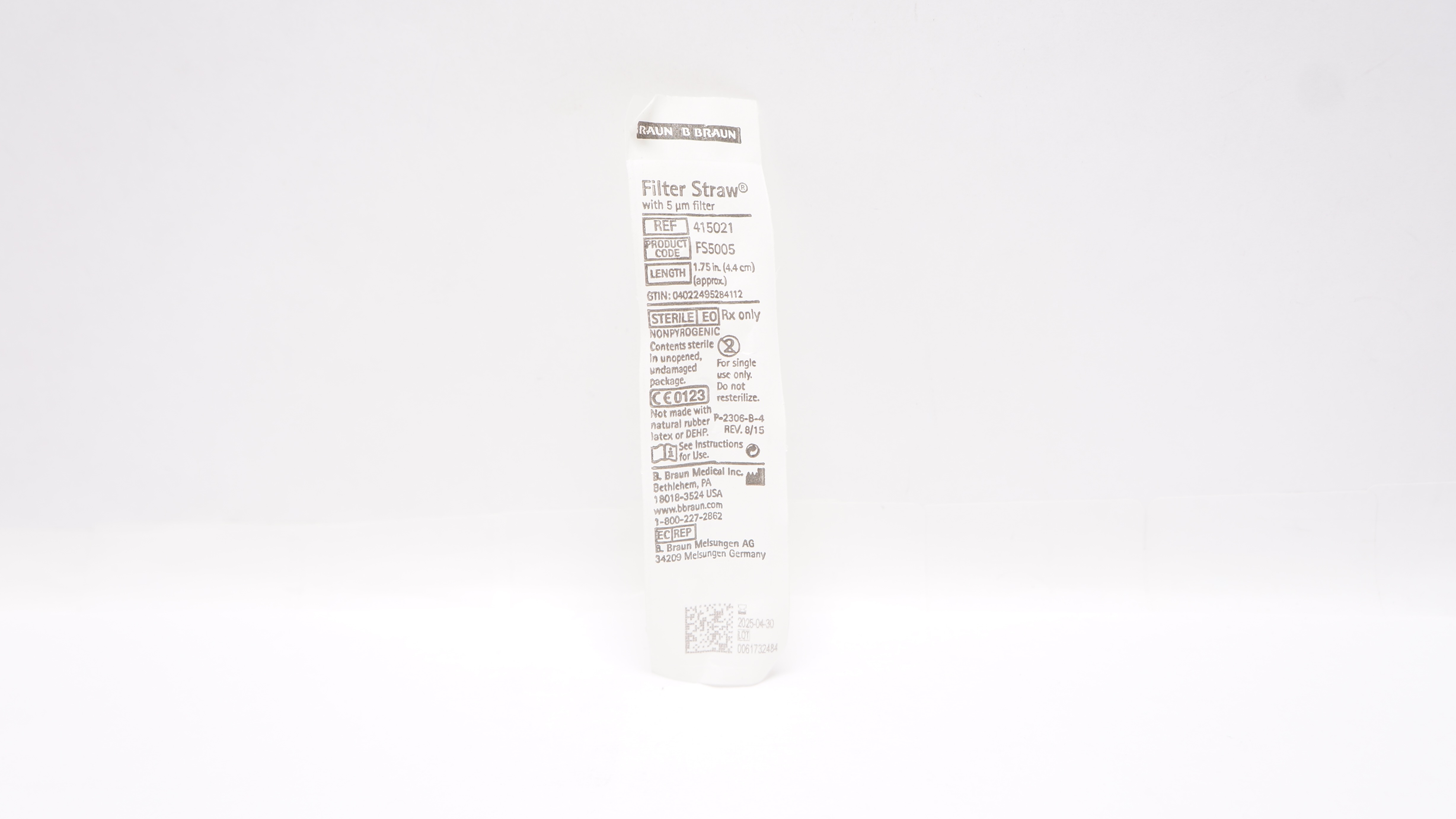 B.Braun Medical 415021 Filter Straw with 5μm Filter Length 1.75inch