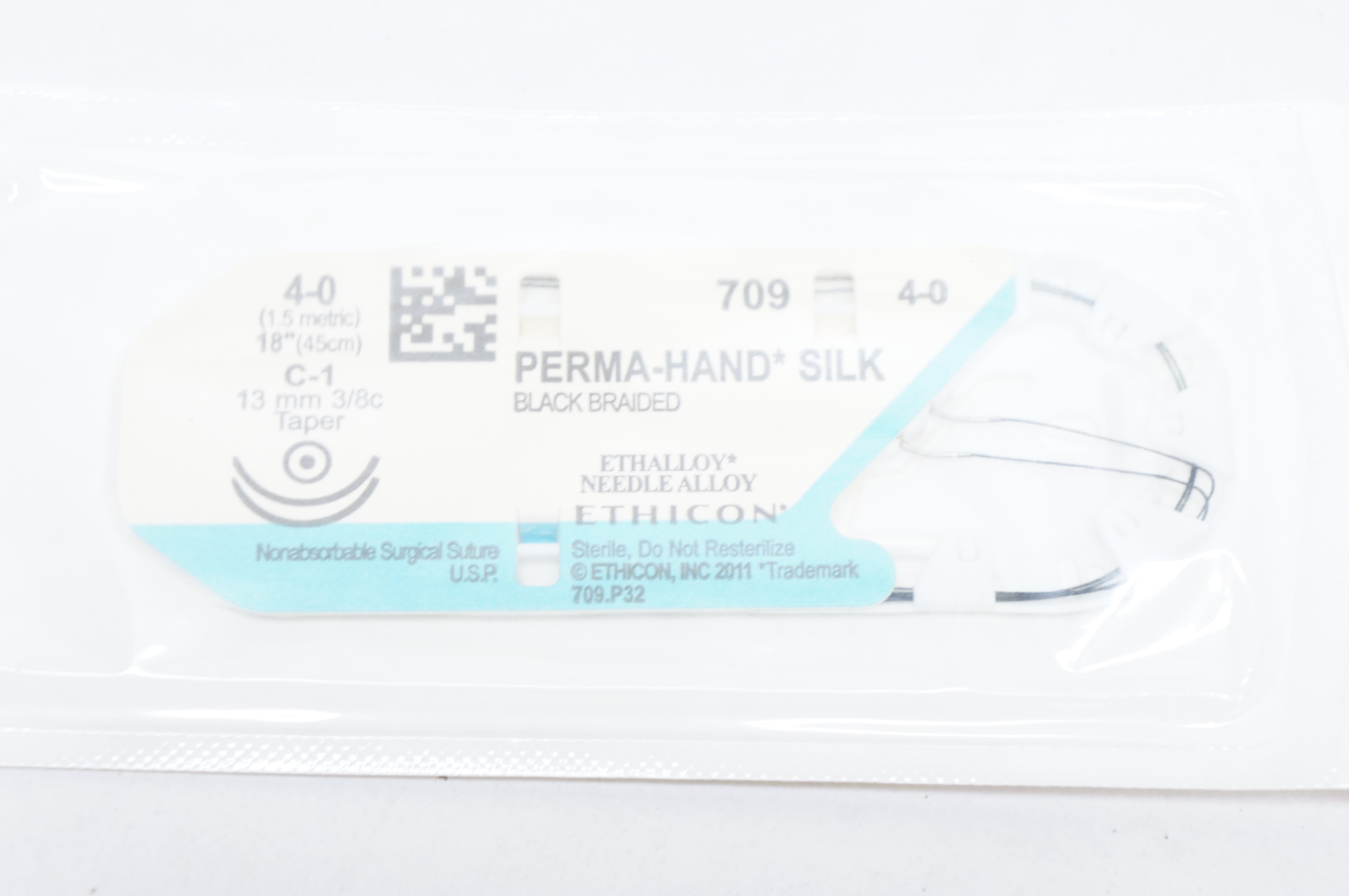 Ethicon 709 4-0 PERMA-HAND SILK, C-1, 13mm 3/8c Taper, 18inch (x)