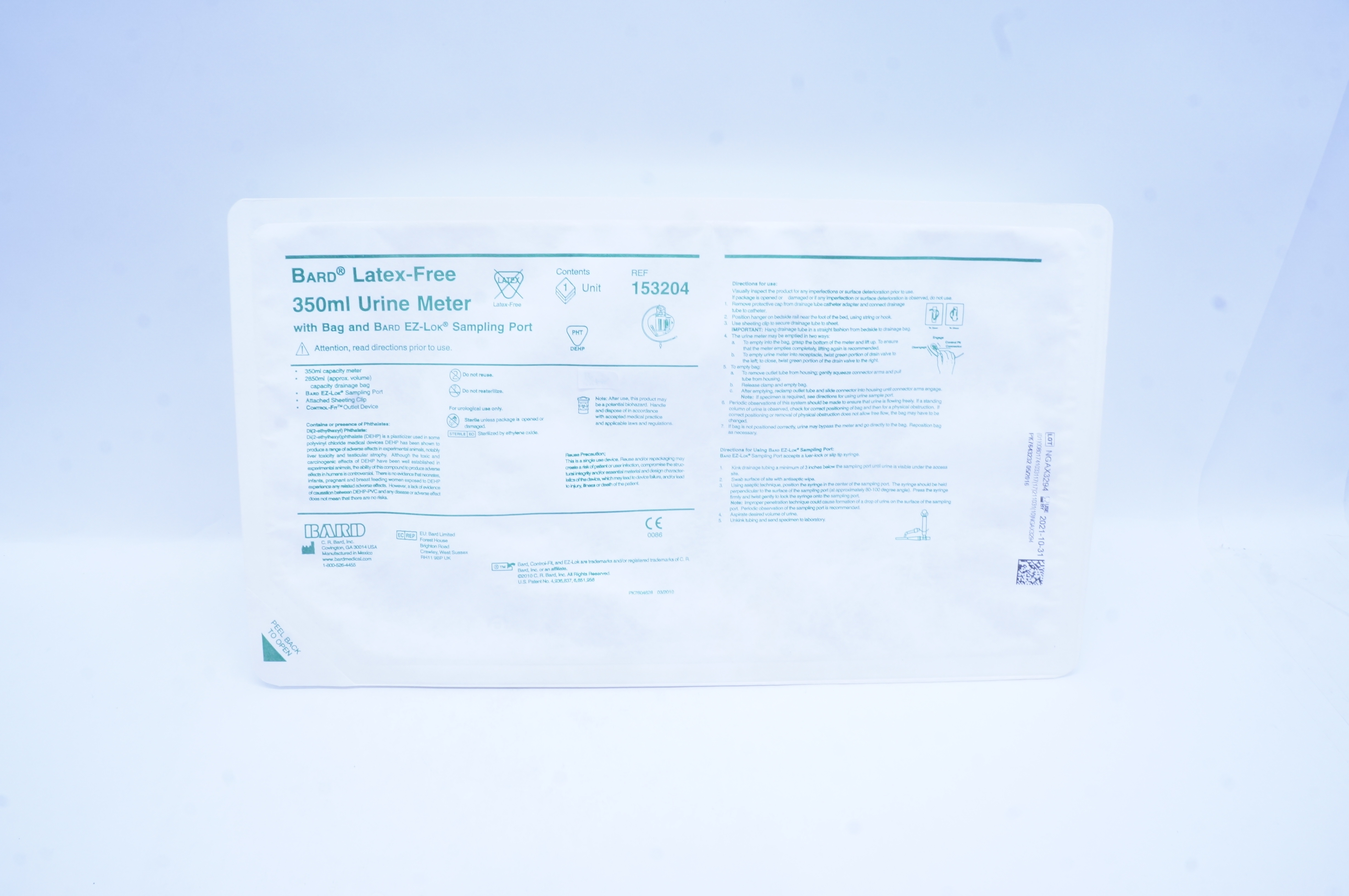 Bard 153204 Latex-Free Urine Meter 350mL