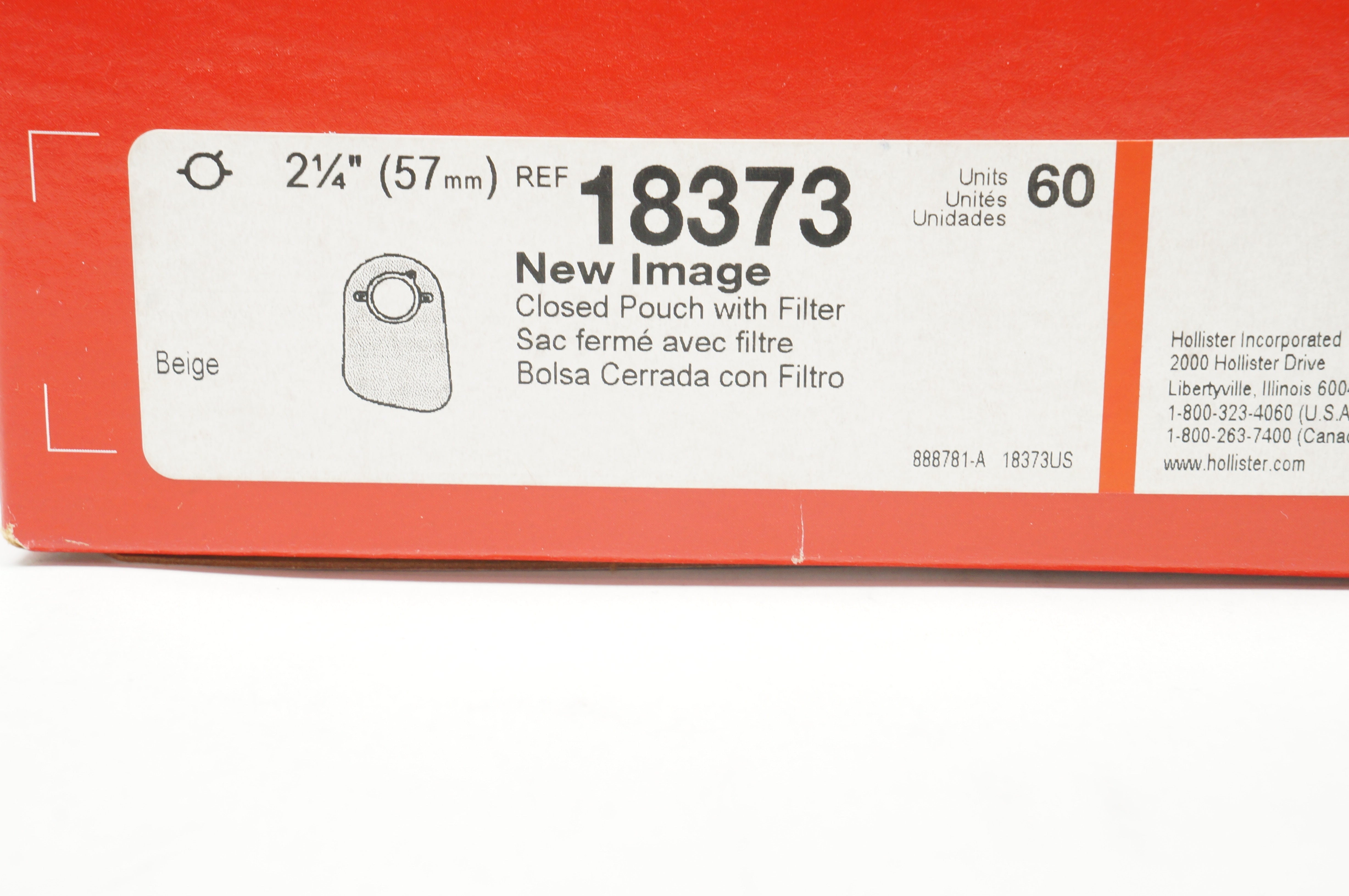 Hollister 18373 New Image Closed Pouch with Filter, Beige 2 1/4inch - Box of 60