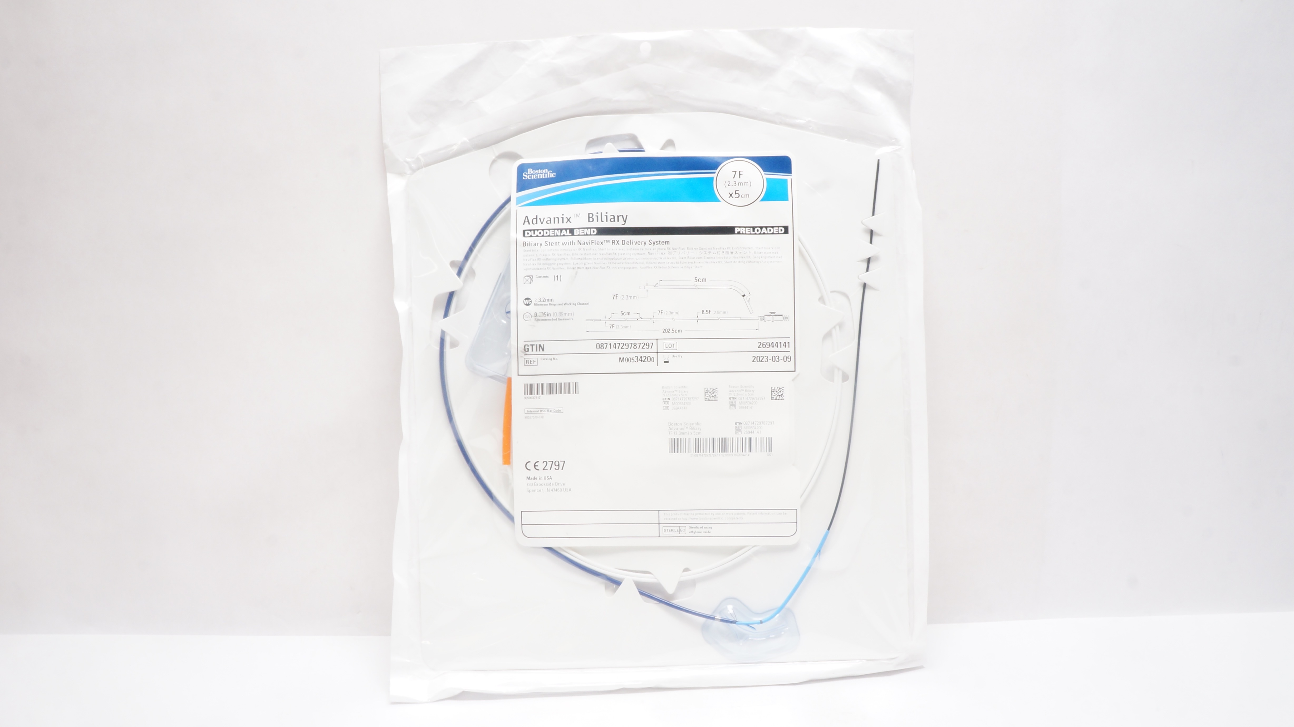 Boston Scientific M00534200 Advanix Biliary Duodenal Bend Stnt 7F x 5cm (x)