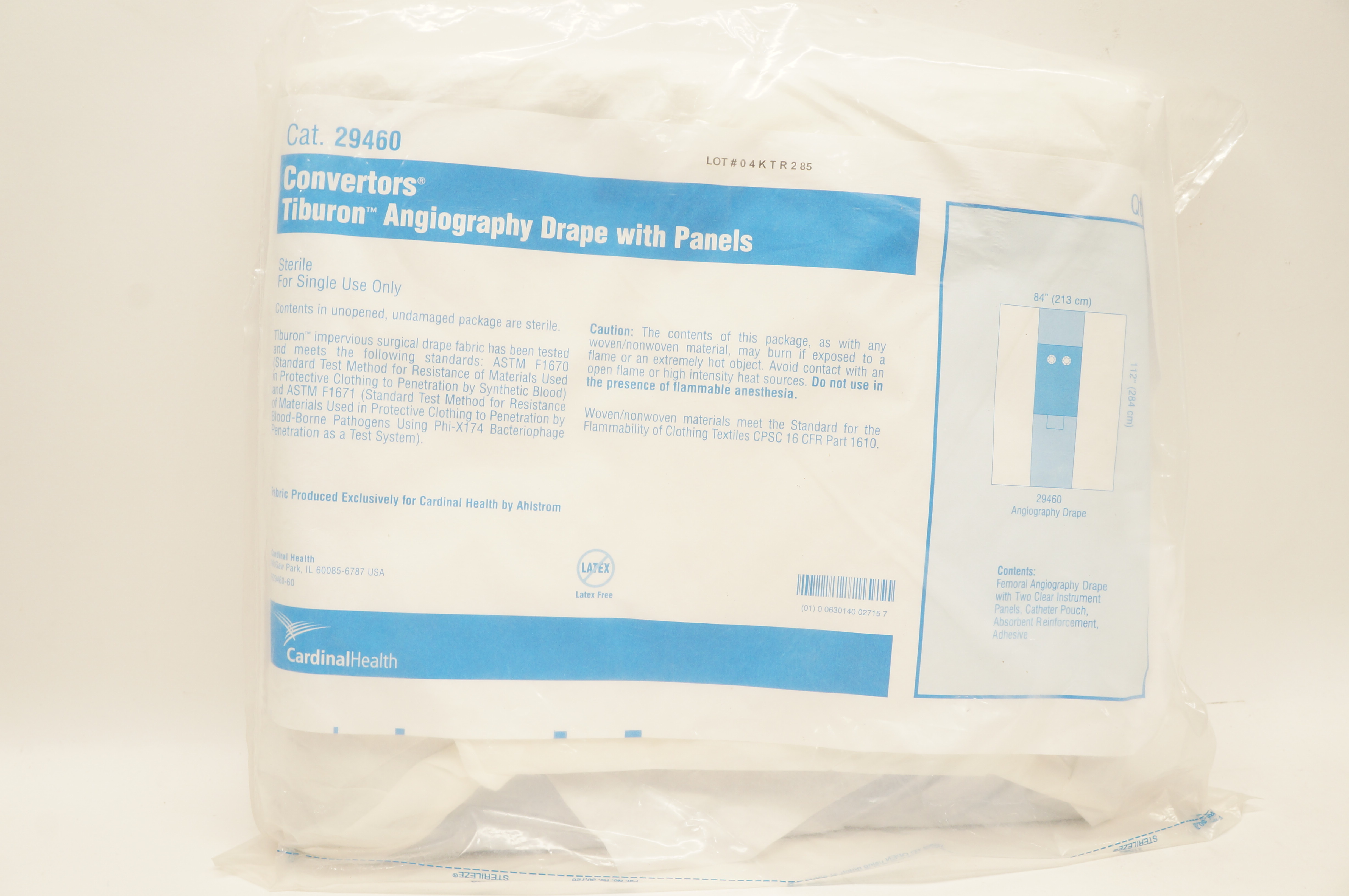 Cardinal Health 29460 Convertors Tiburon Angiography Drape w/Panels 84 x 112inch