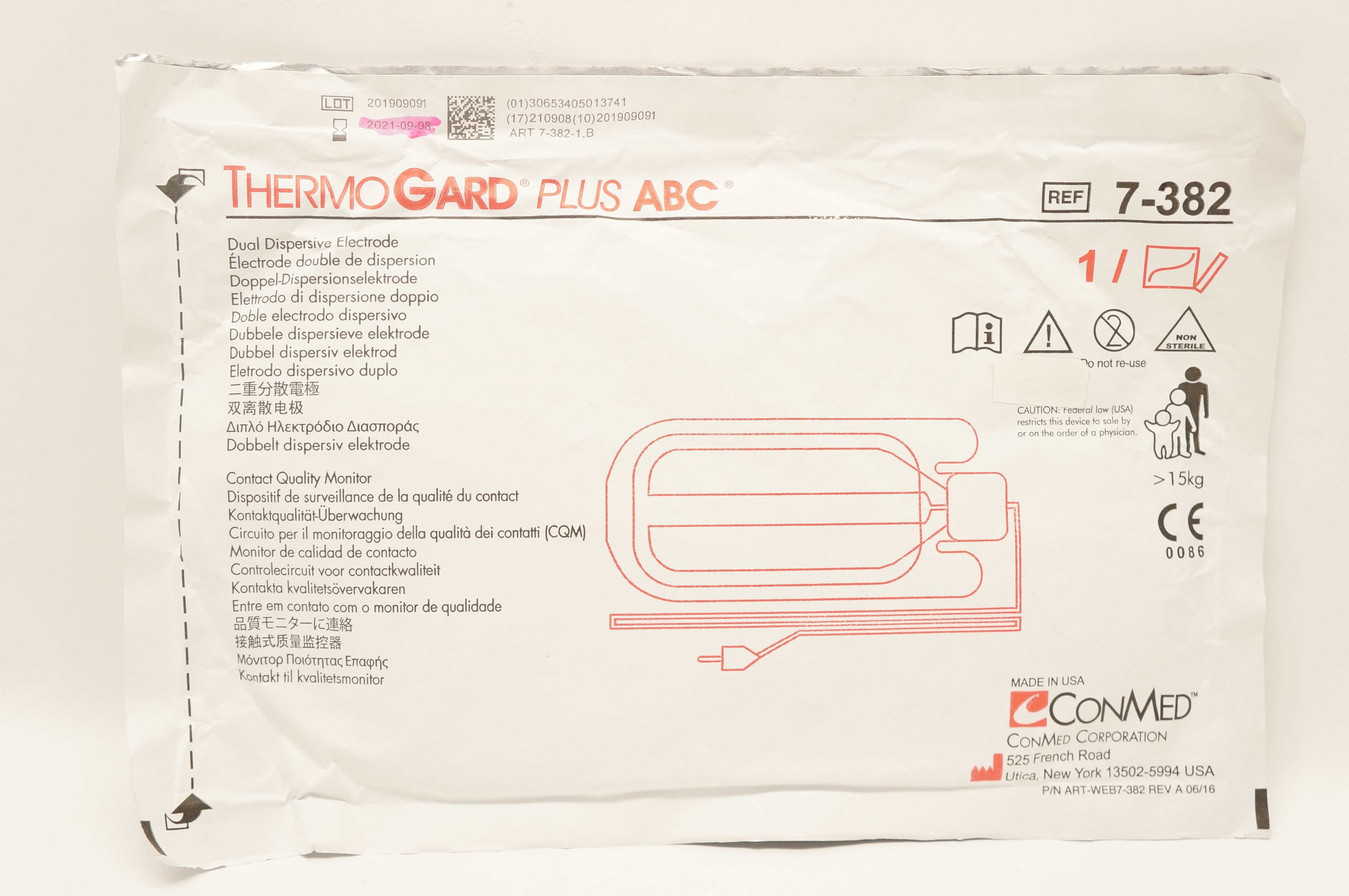 ConMed 7-382 ThermoGard Plus ABC Dual Dispersive Electrode, >15kg (x)