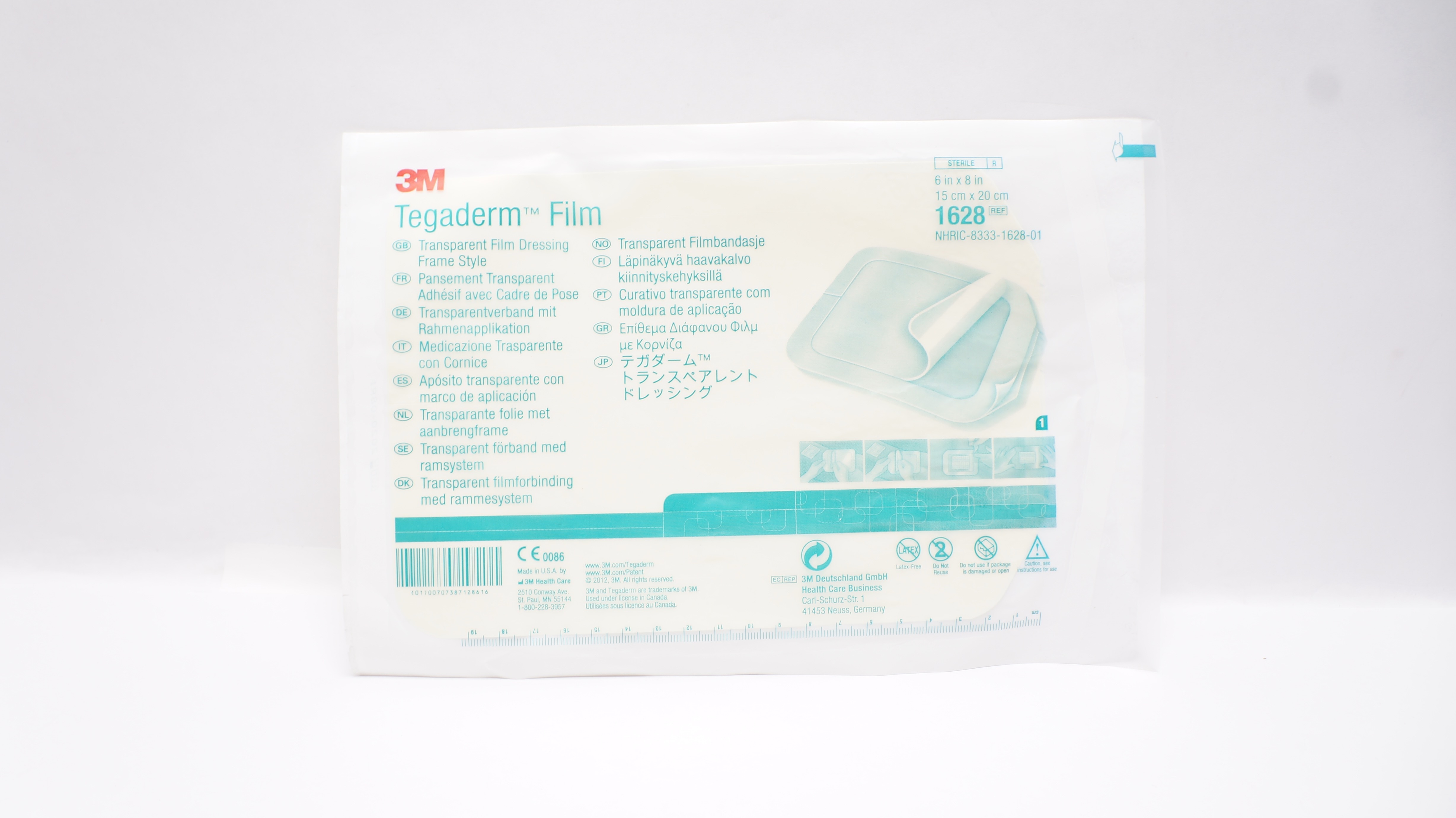 3M 1628 Tegaderm Transparent Film Dressing, Frame Style 6 inch x 8 inch (x)