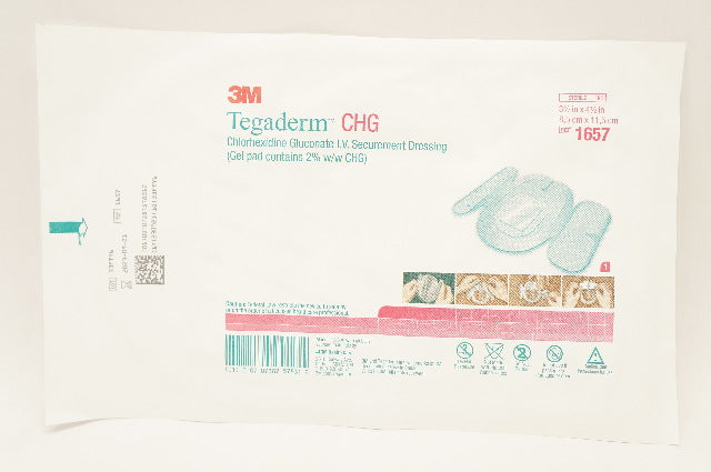 3M 1657 Tegaderm CHG I.V. Securement Dressing 3-1/2 x 4-1/2inch