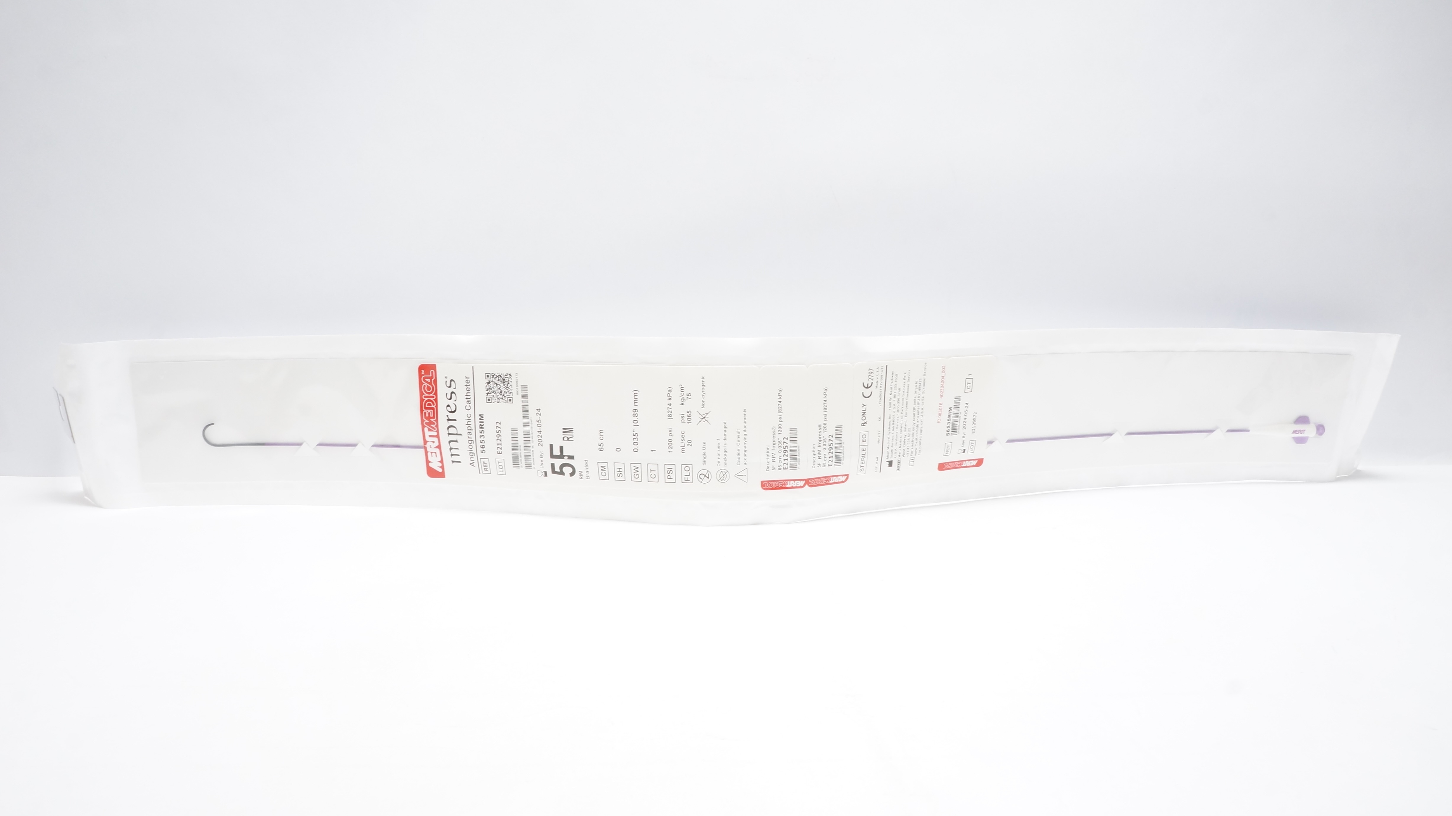 Merit Medical 56535RIM ImpressRIM Angiographic Cath. 5F x 0.035inch x 65cm (x)