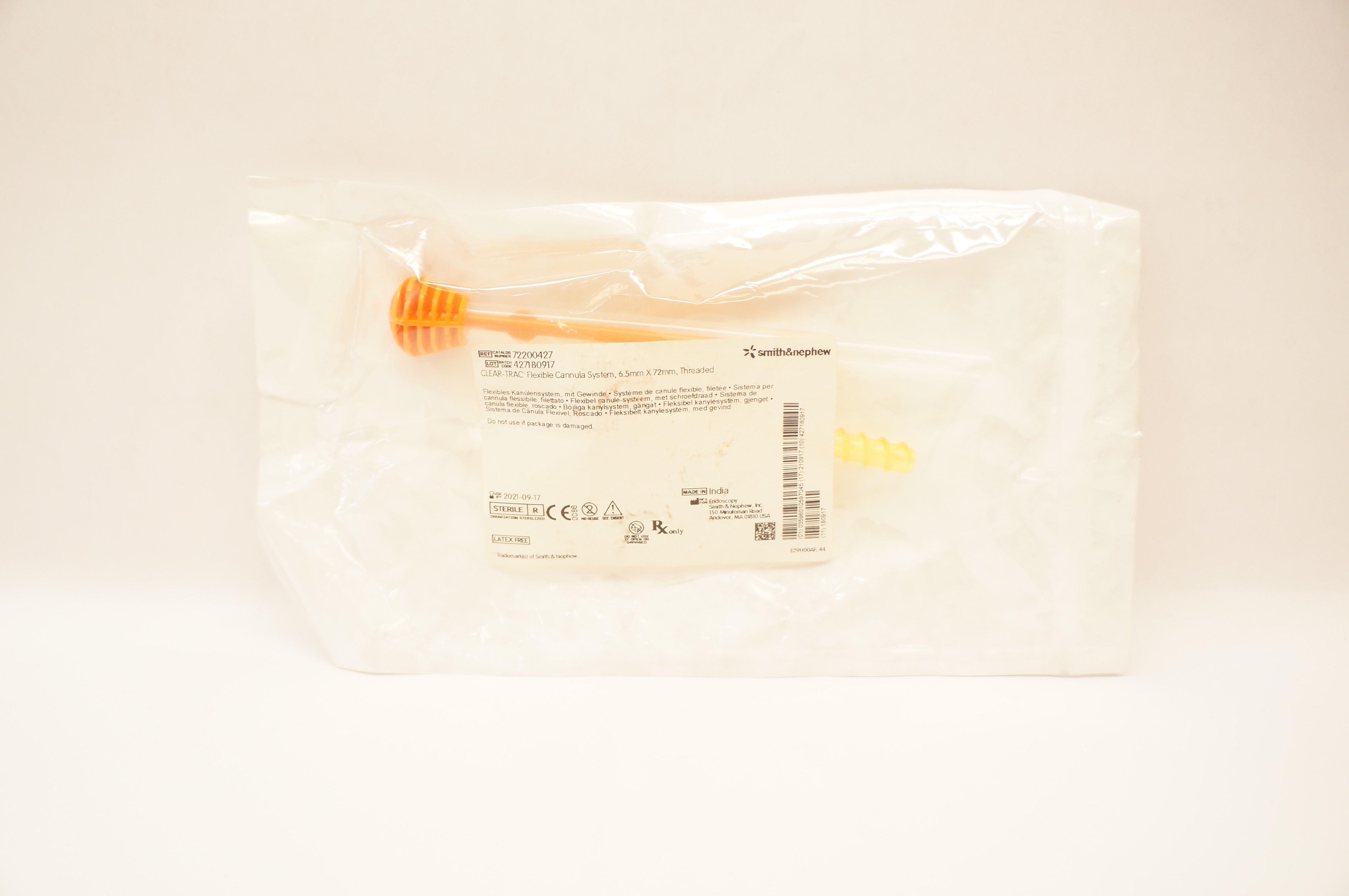 Smith & Nephew 72200427 Clear-Trac Flexible Cannula System 6.5x72mm Threaded (x)