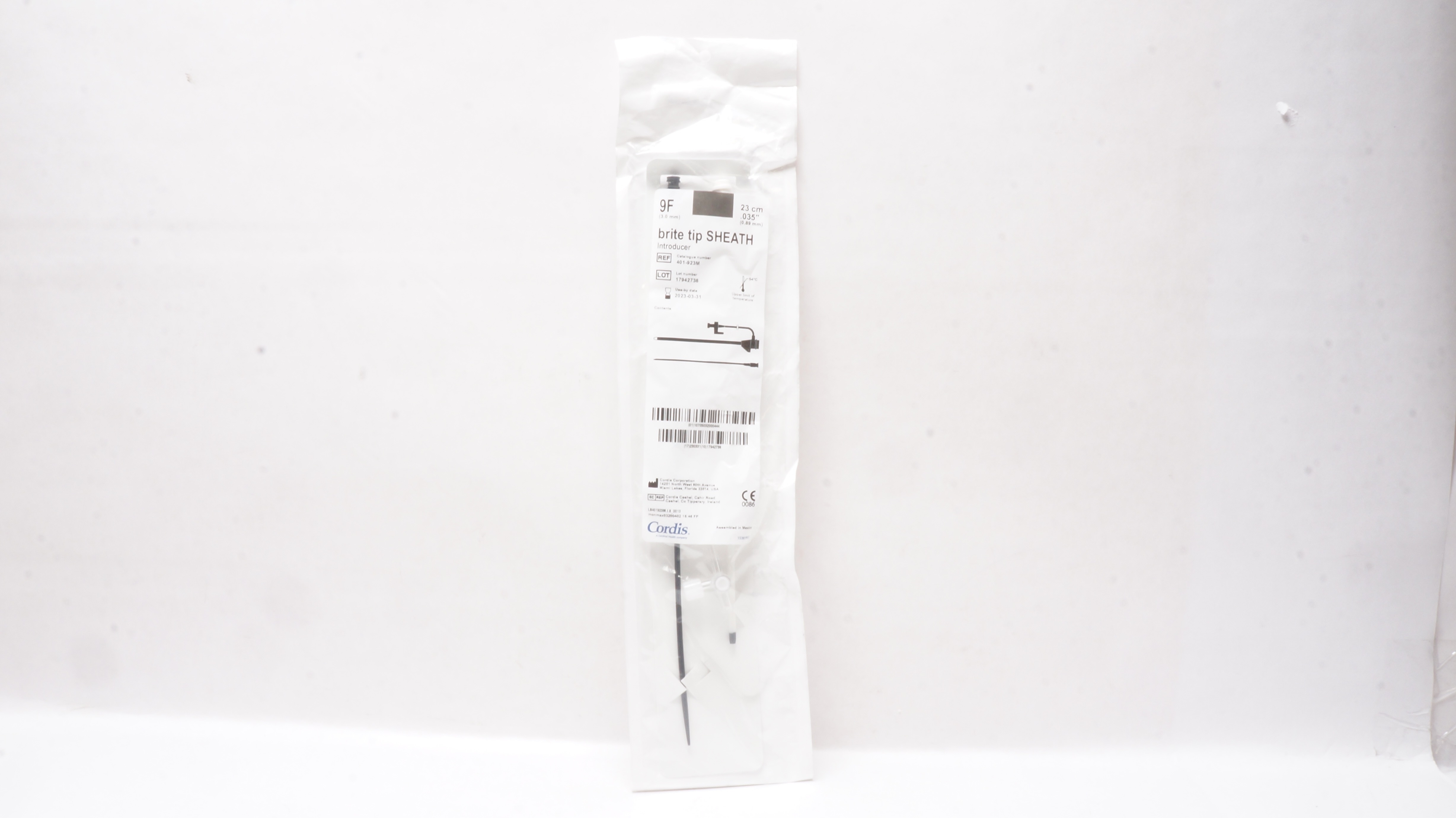 Cordis 401-923M Brite Tip Sheath Introducer 9F x 23cm x .035inch (x)