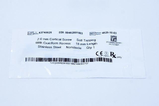 Zimmer 4820-18-03 2.0mm Cortical Screw, Self-Tapping, 18mm Length