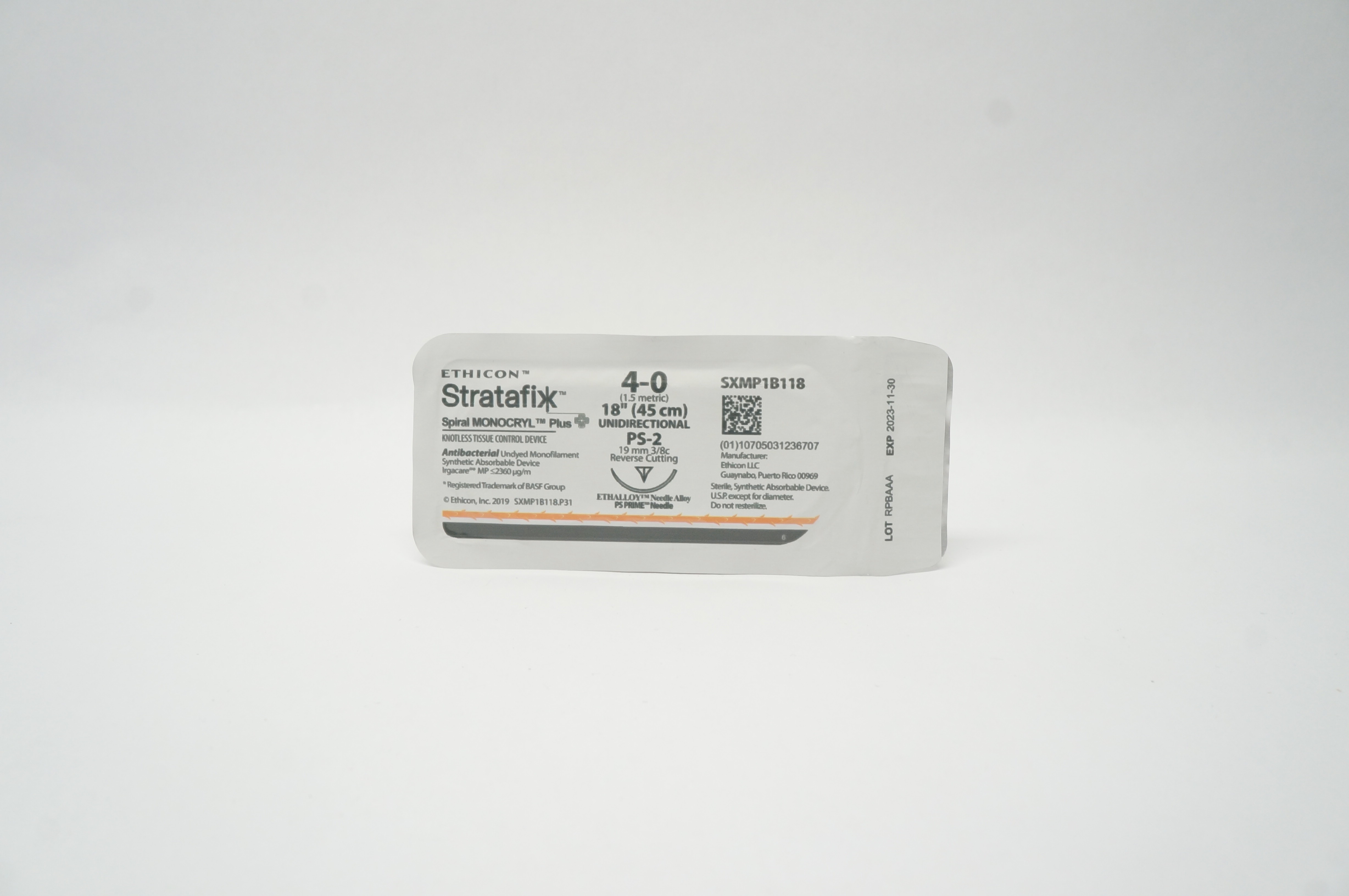 Ethicon SXMP1B118 4-0 Stratafix PS-2 19mm 3/8c Reverse Cutting, 18inch