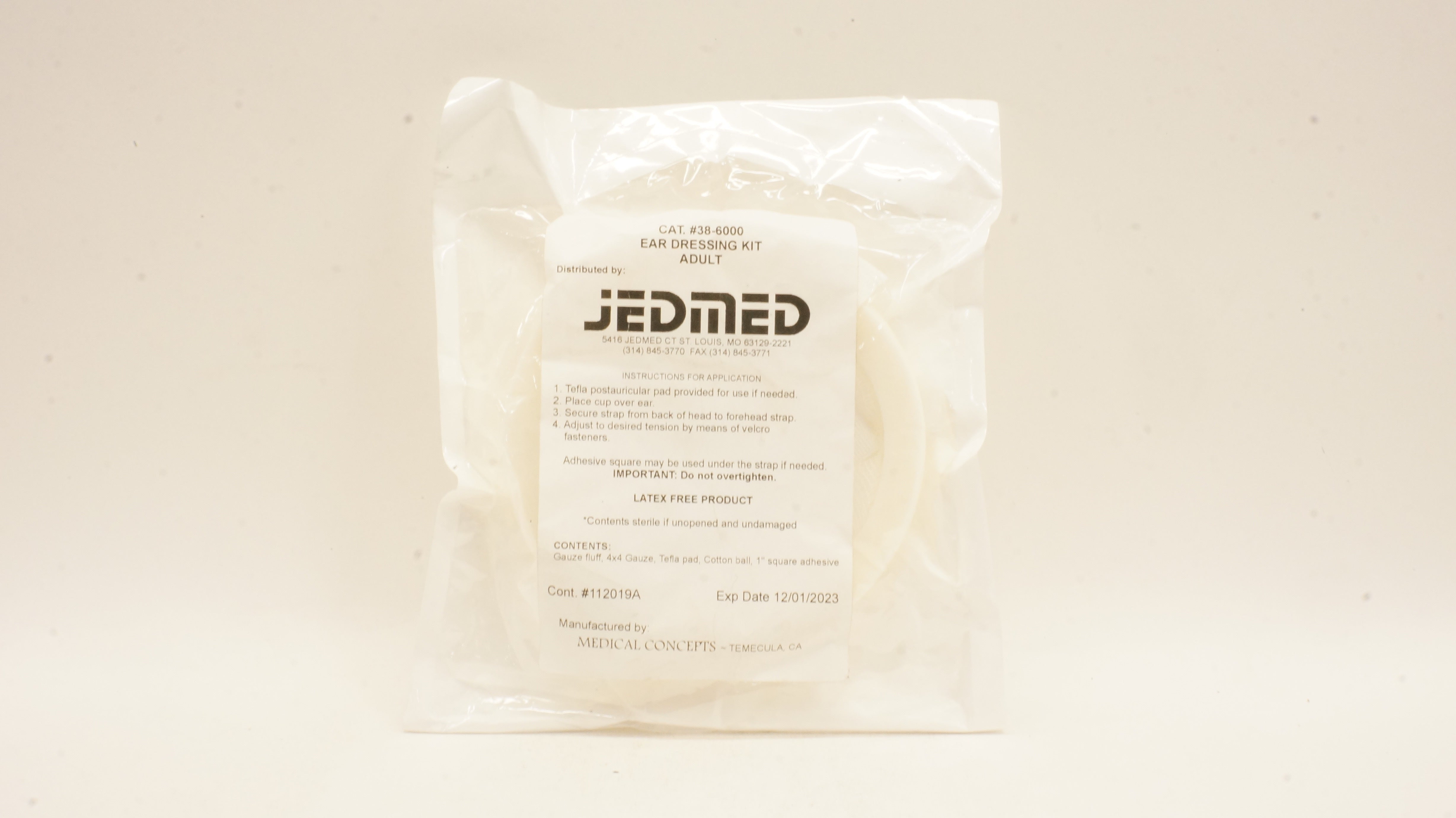 JEDMED 38-6000 Medical Concept Ear Dressing Kit Adult