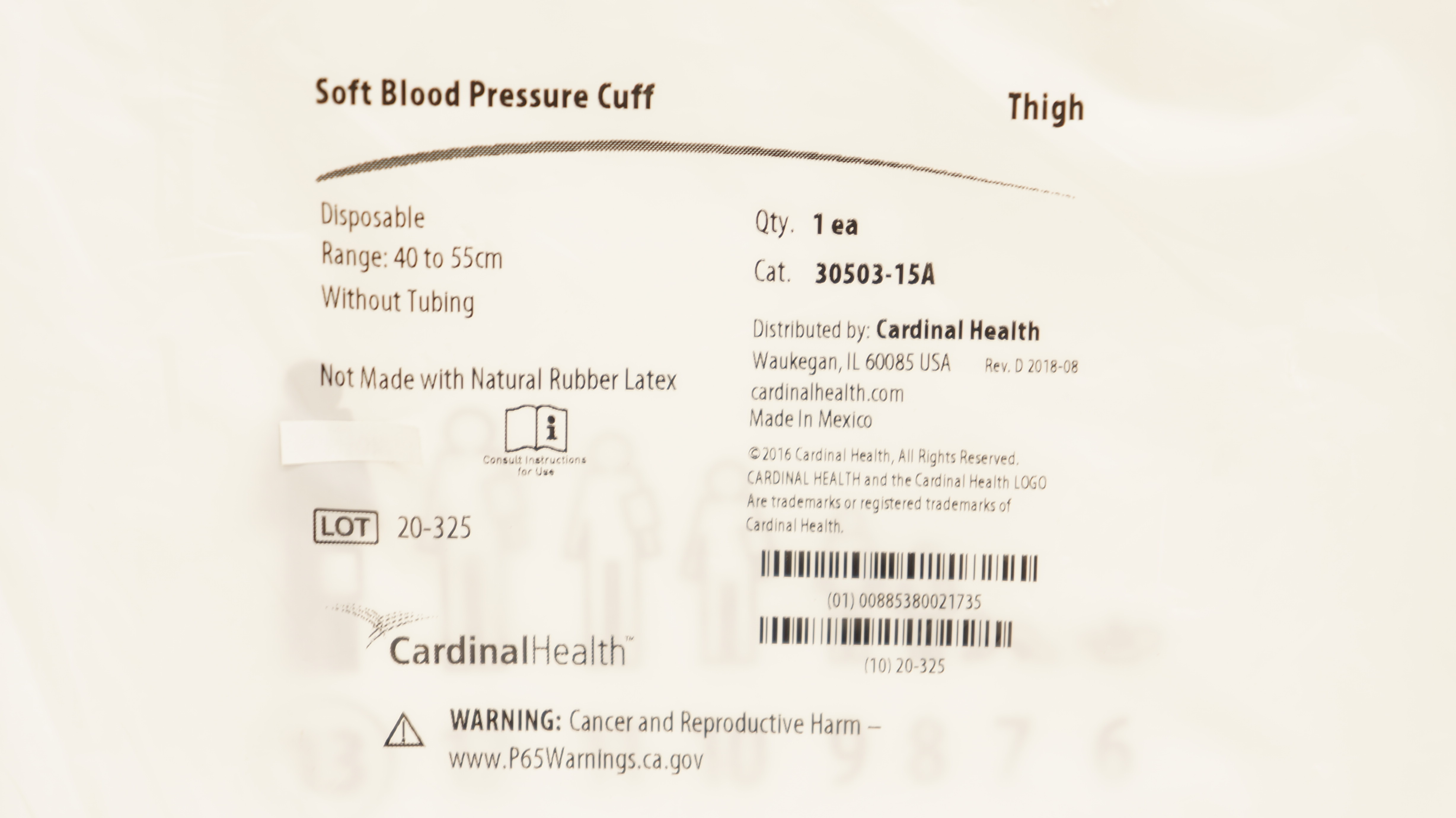 Cardinal Health 30503-15A Soft Blood Pressure Cuff Thigh 40 to 55cm
