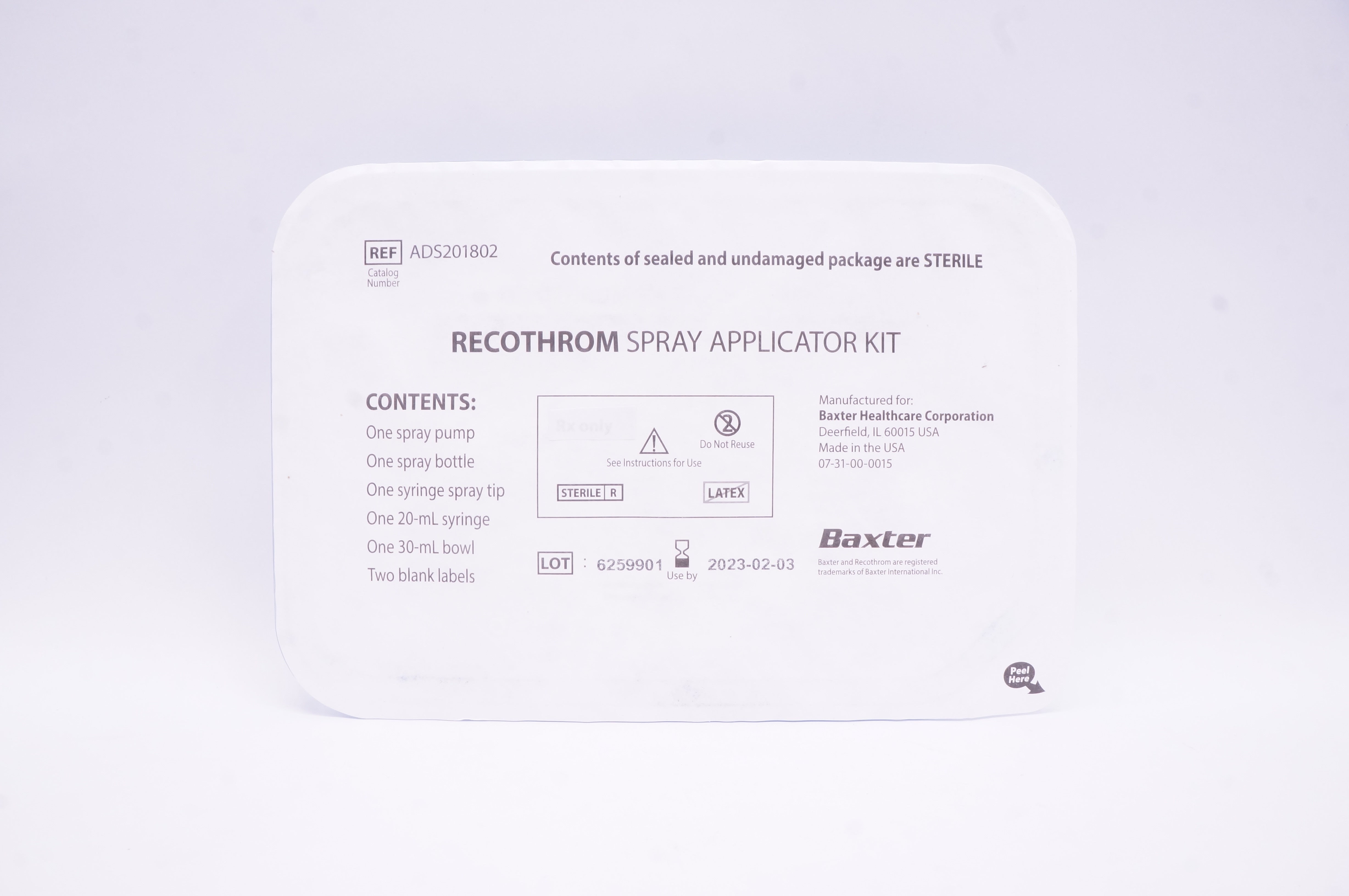 Baxter ADS201802 Recothrom Spray Applicator Kit