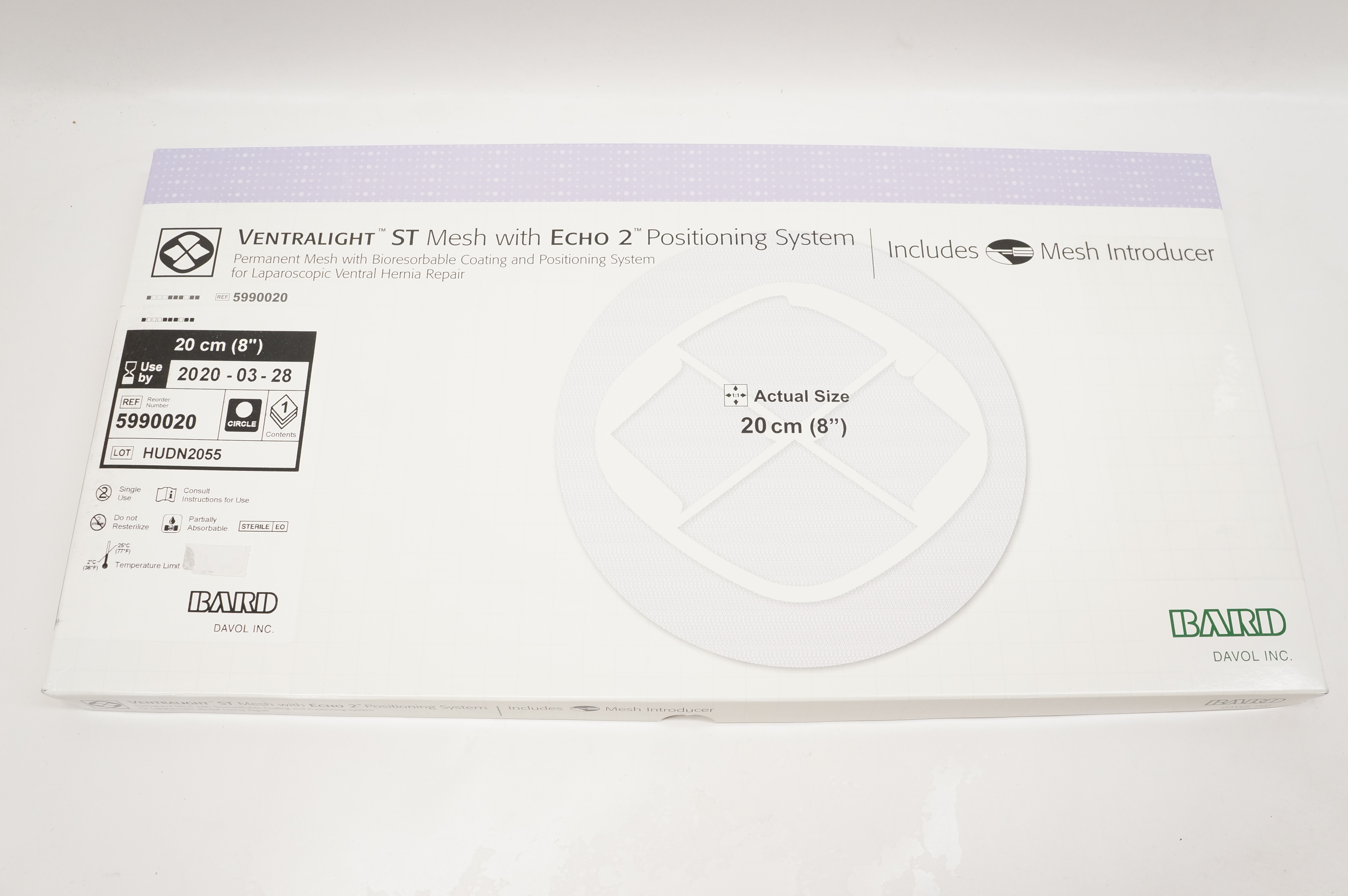 Bard 5990020 Ventralight ST Mesh with PS Echo PS Positioning System 8inch (x)