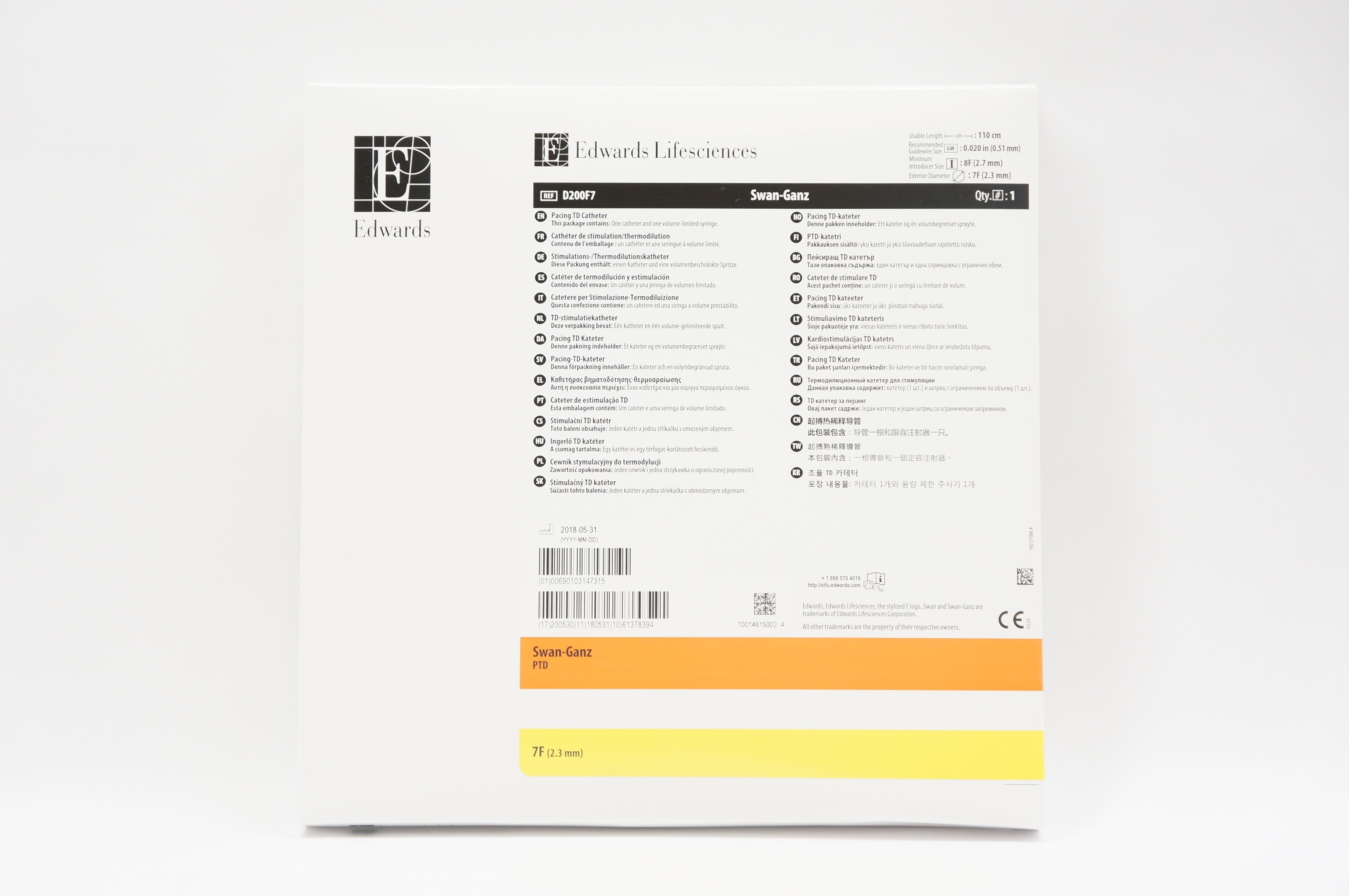 Edwards Lifesciences D200F7 Swan-Ganz Pacing TD Cath. 7 Fr x 110 cm (x)