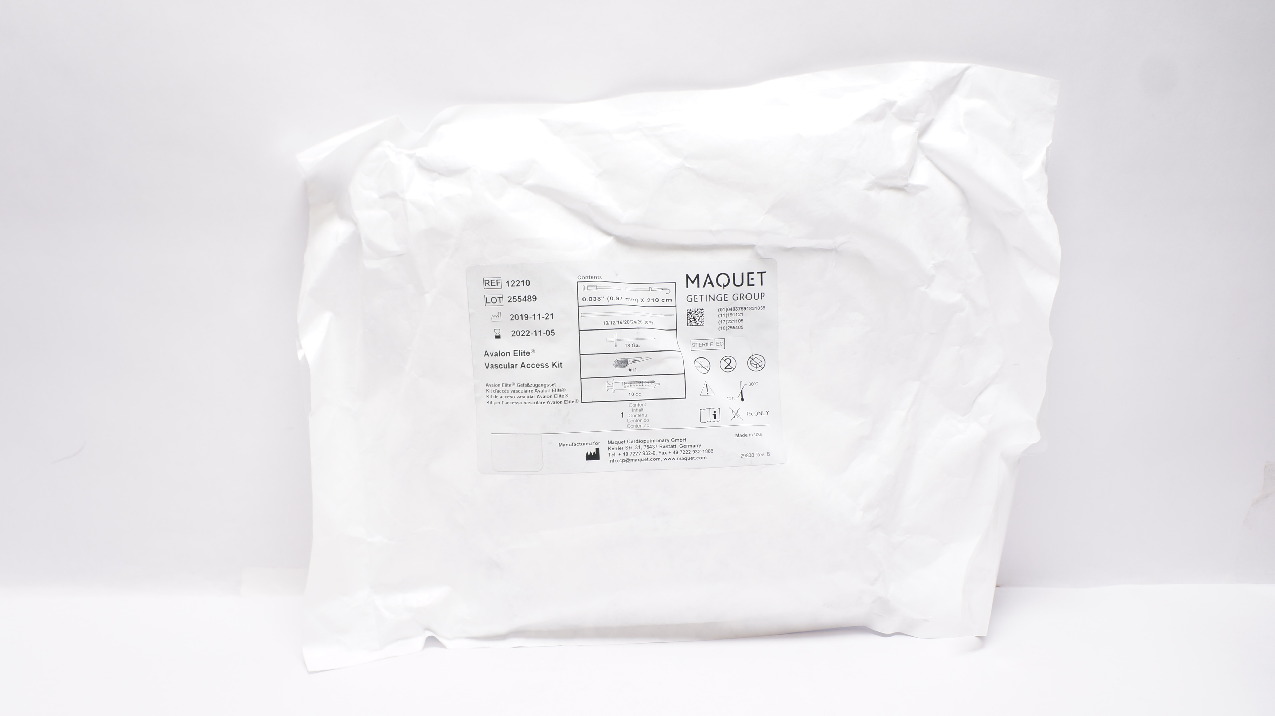 Maquet 12210 Avalon Elite Vascular Access Kit 0.038 inch x 210 cm (x)