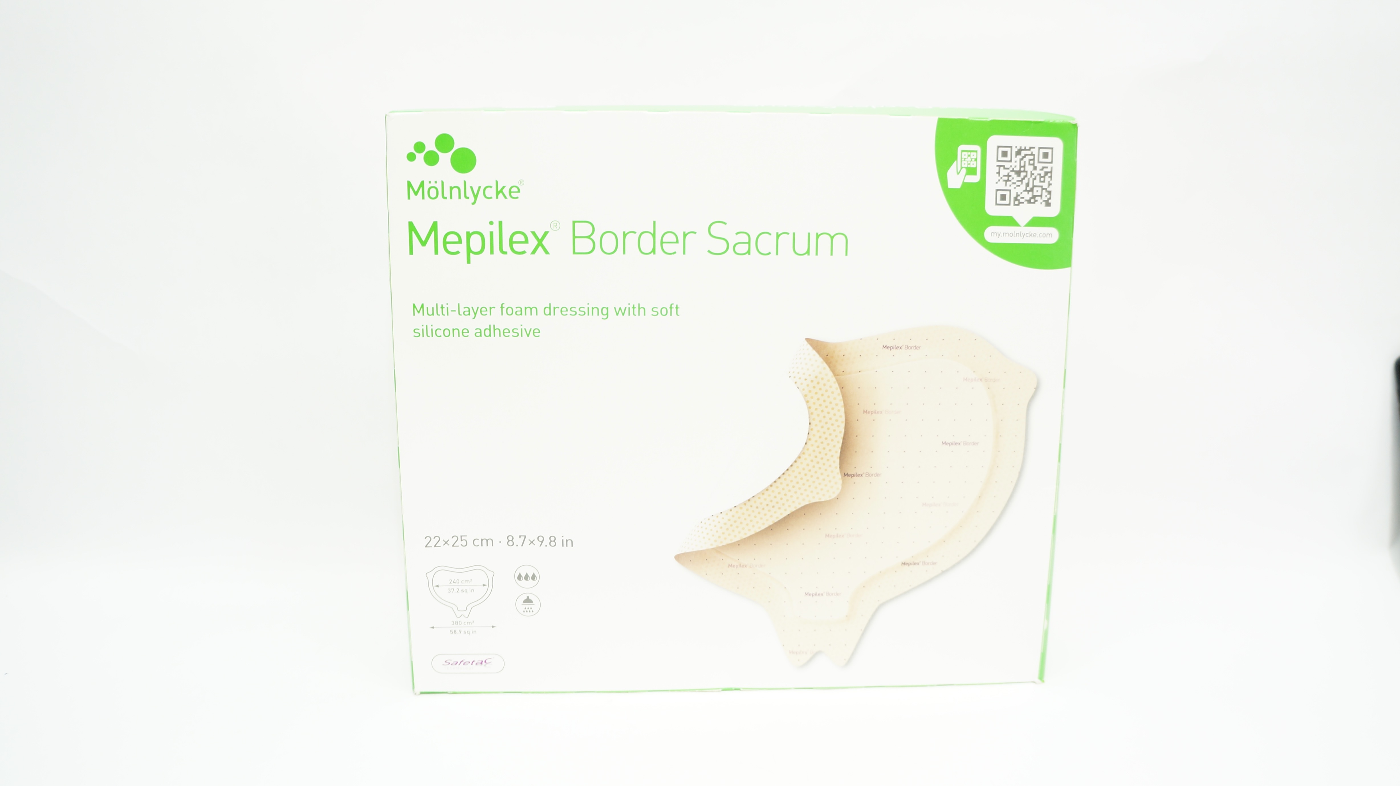 Mölnlycke 282455 Mepilex Border Sacrum Multi-layer Dressing 8.7x9.8in -Box of 10