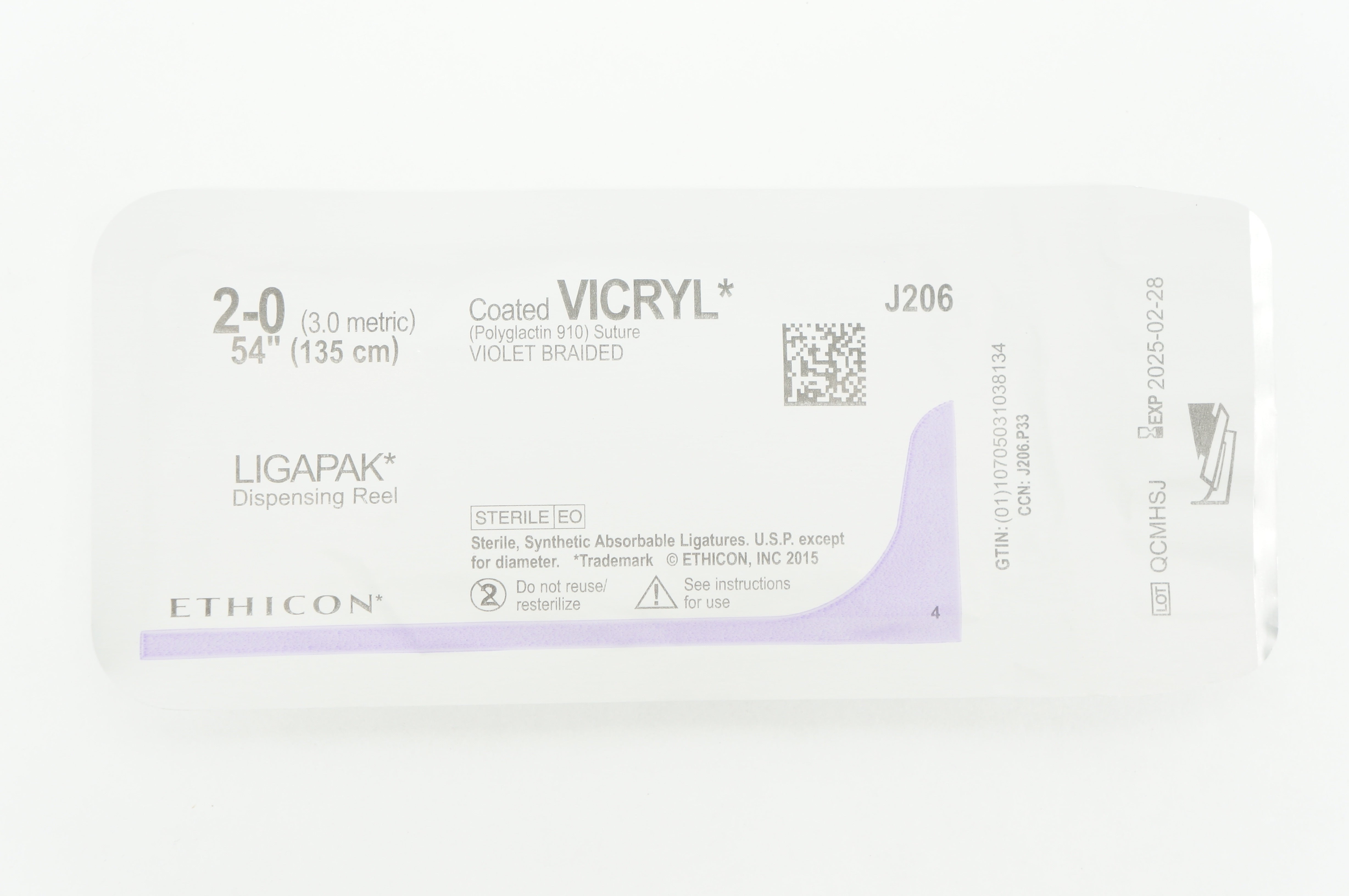 Ethicon J206 2-0 VICRYL (Polyglactin 910) Stre 54inch