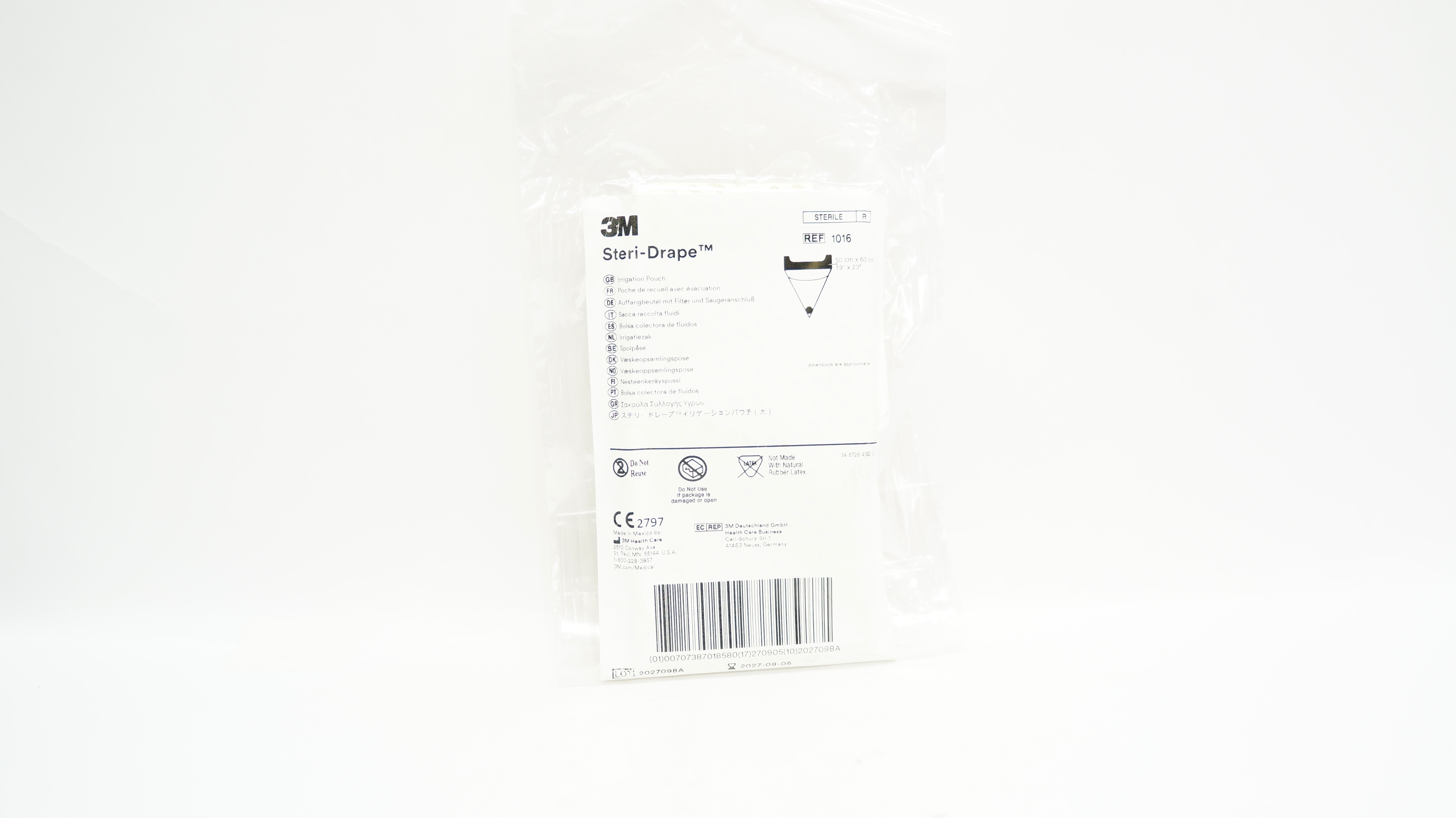 3M 1016 Steri-Drape Irrigation Pouch 19inch x 23 inch