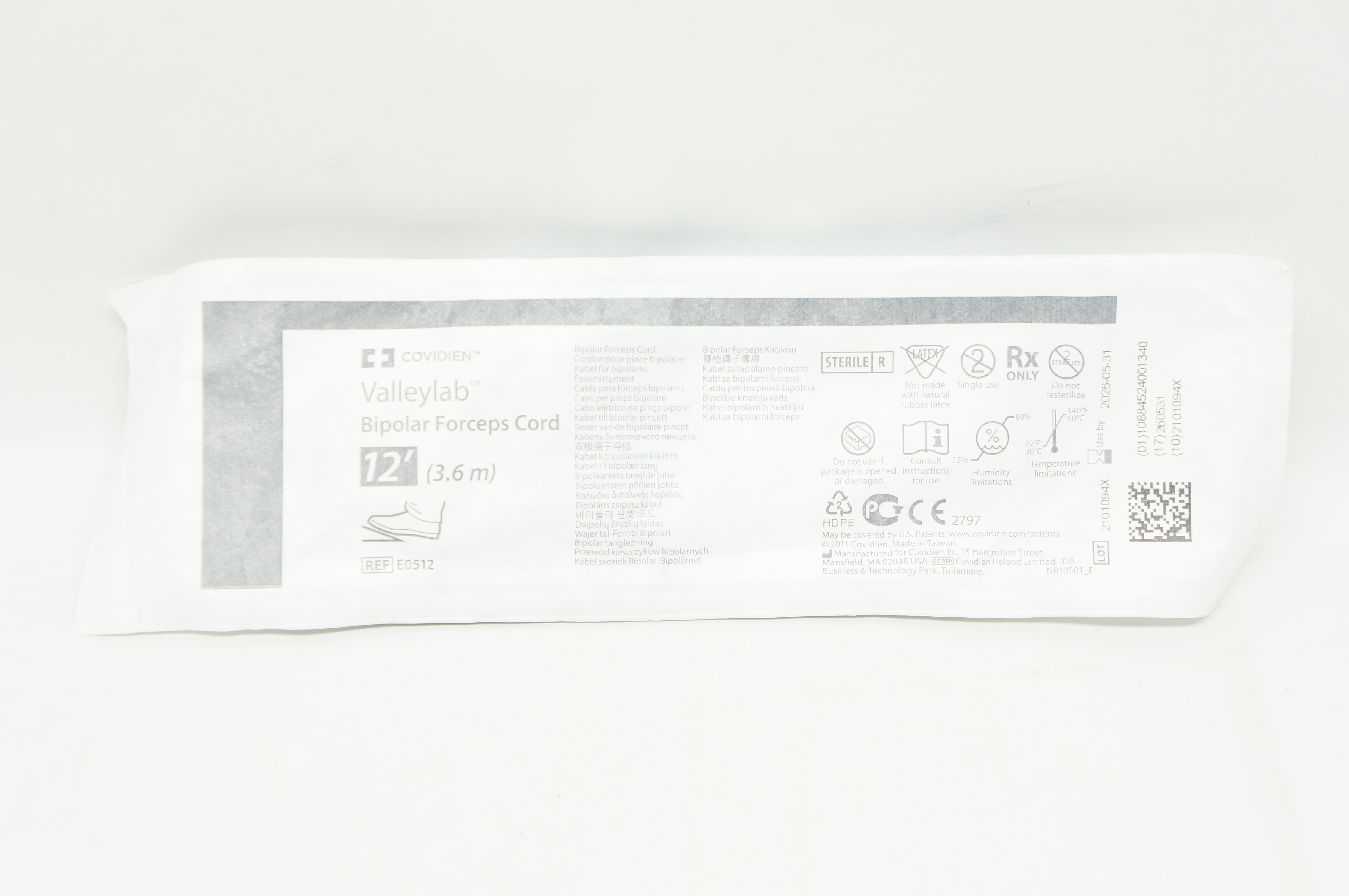 Covidien E0512 Valleylab Bipolar Forceps Cord 12 Ft