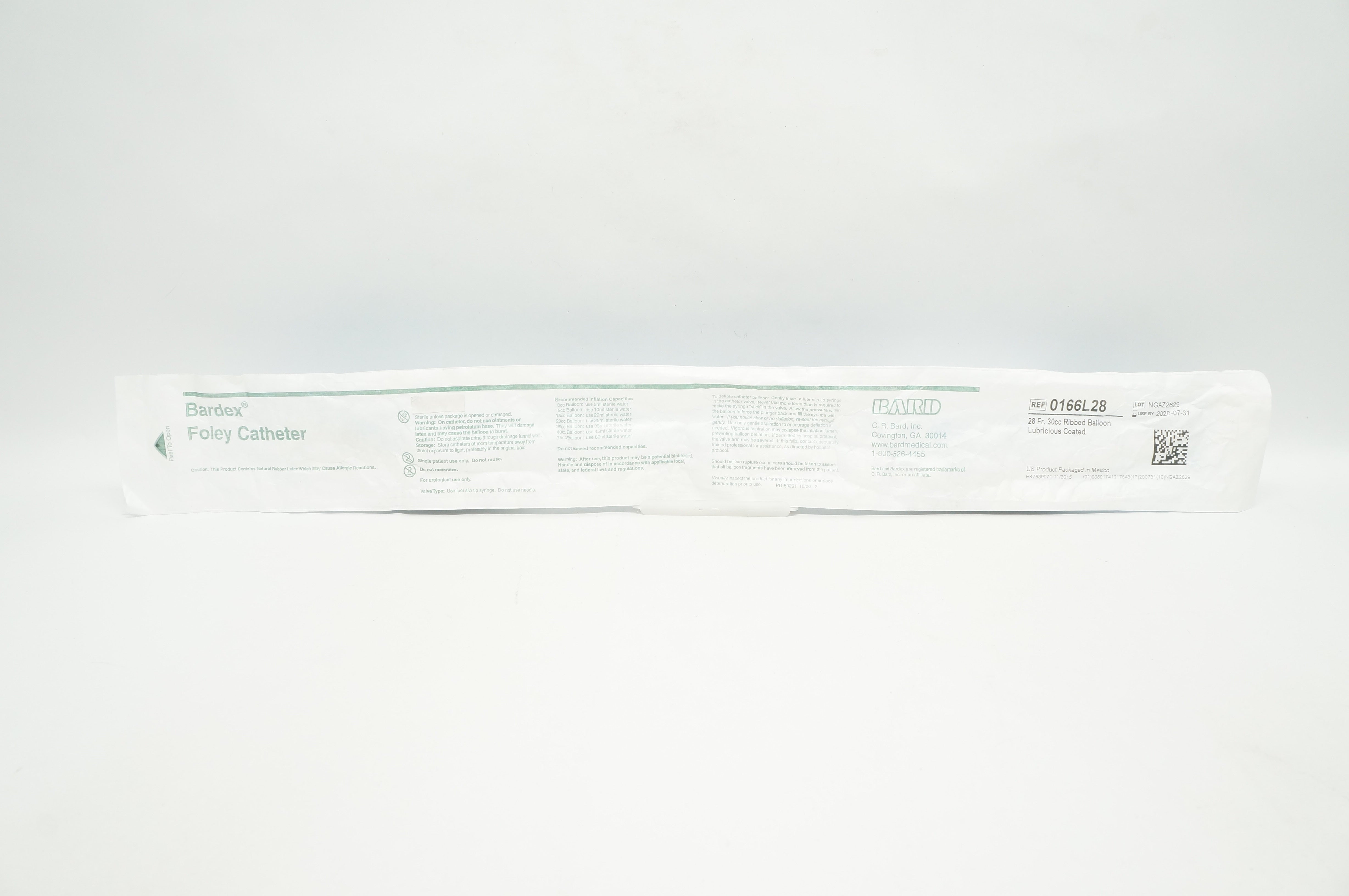 Bard 0166L28 Bardex Foley Catheter 28Fr 30 cc (x)