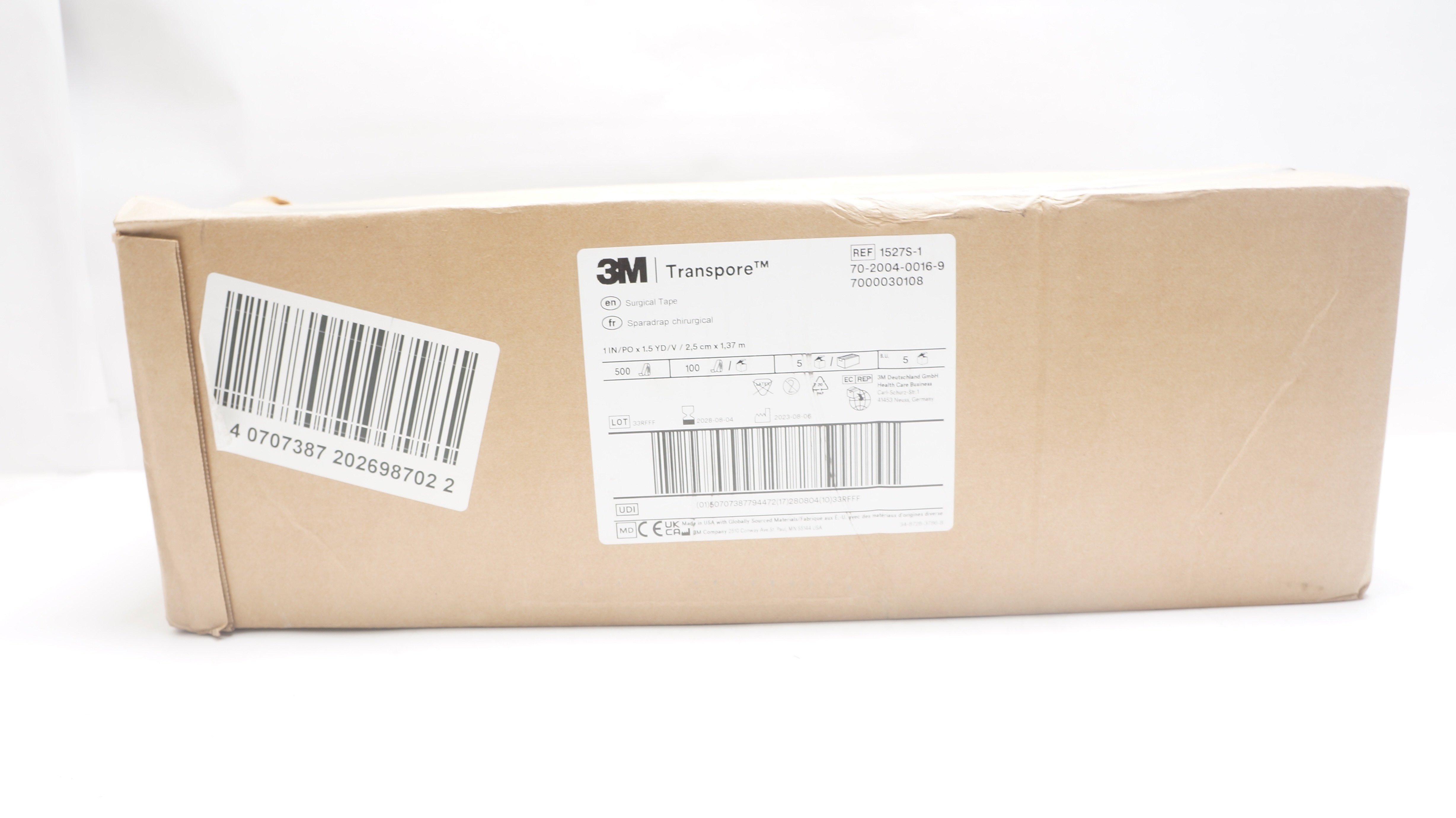 3M 1527S-1 Transpore Surgical Tape 1inch x 1.5yd - Case of 500