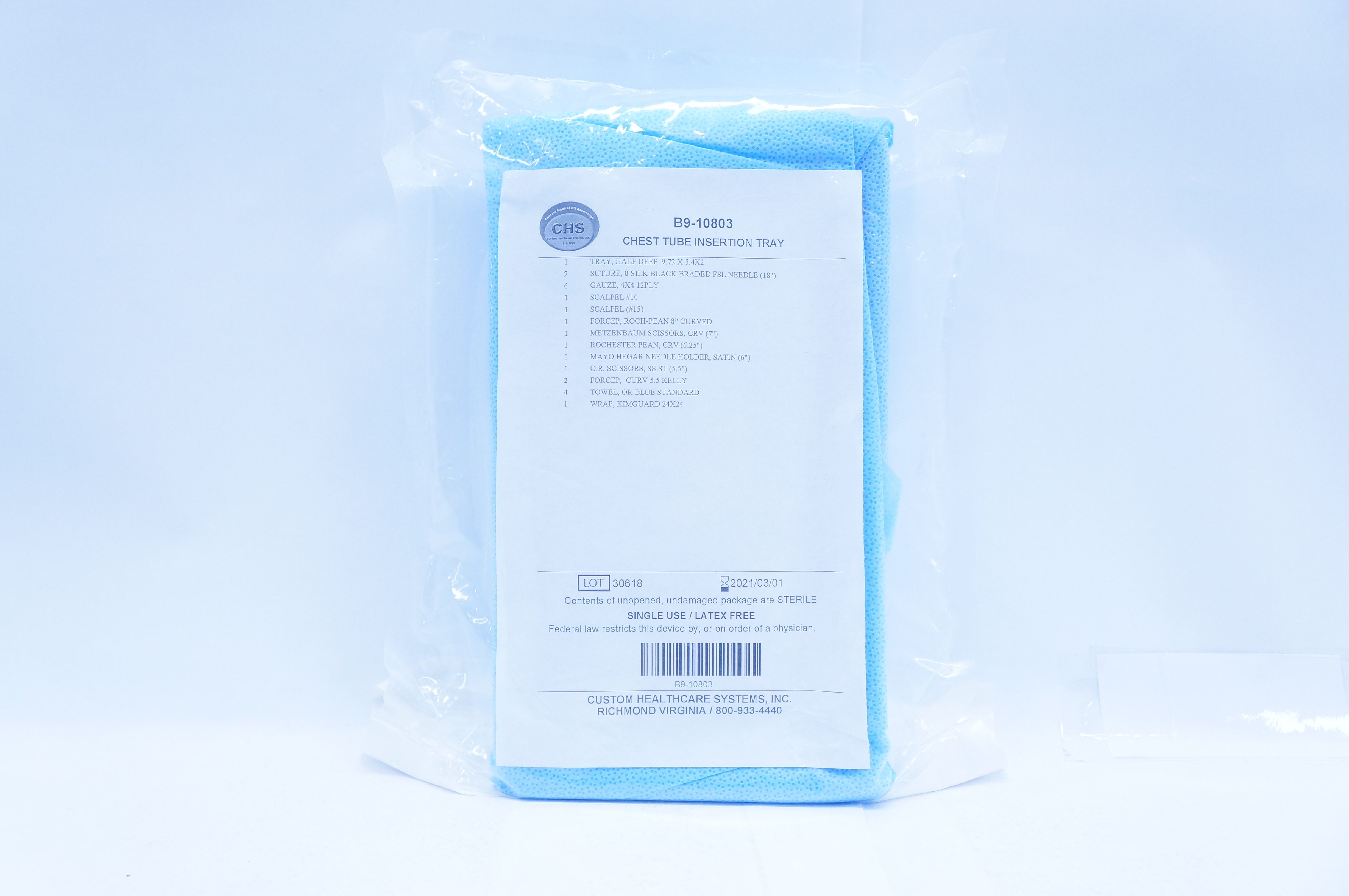 CHS B9-10803 Chest Tube Insertion Tray