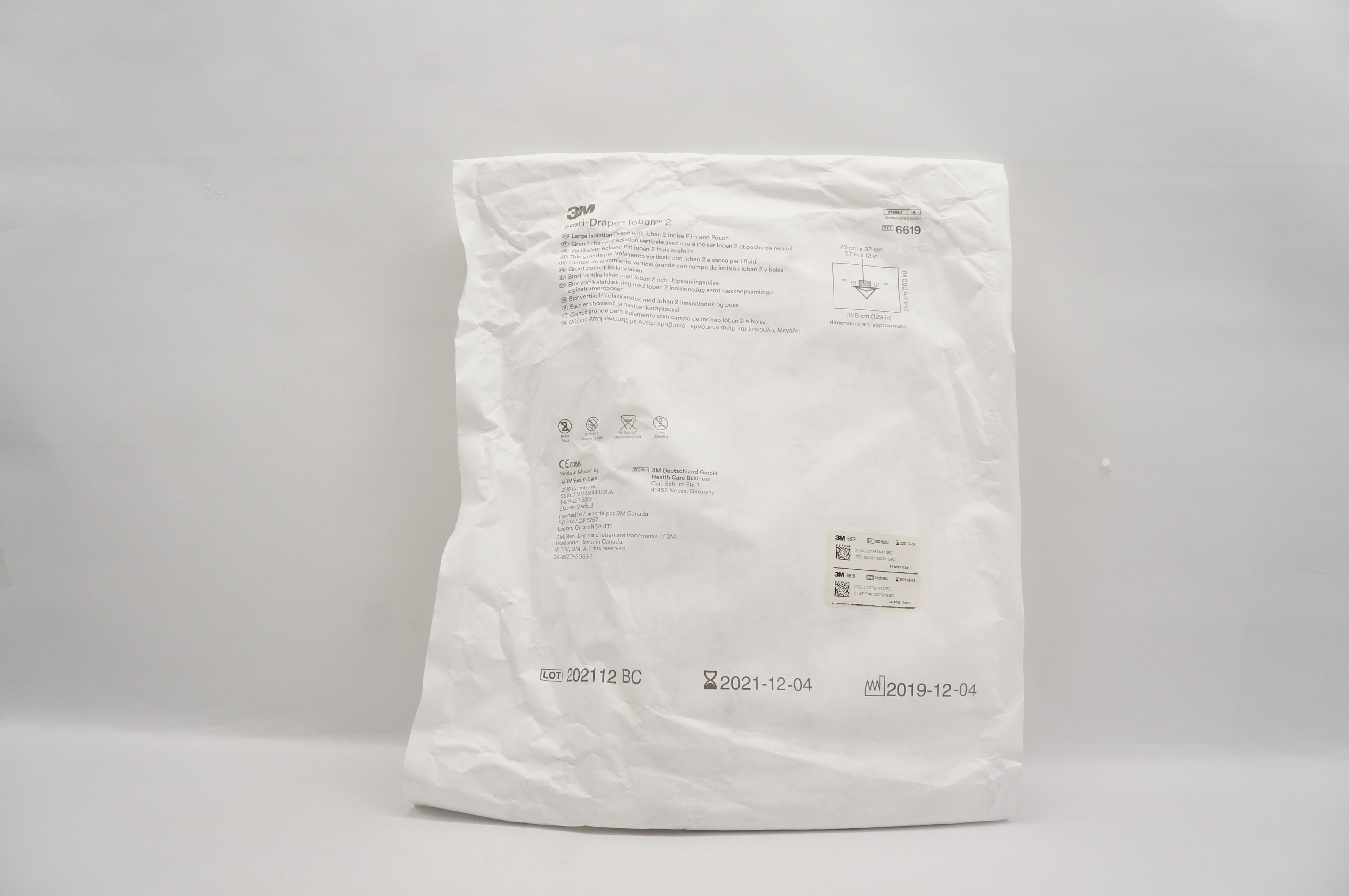 3M 6619 Steri-Drape Loban 2 Large Isolation Drape 27inch x 12inch
