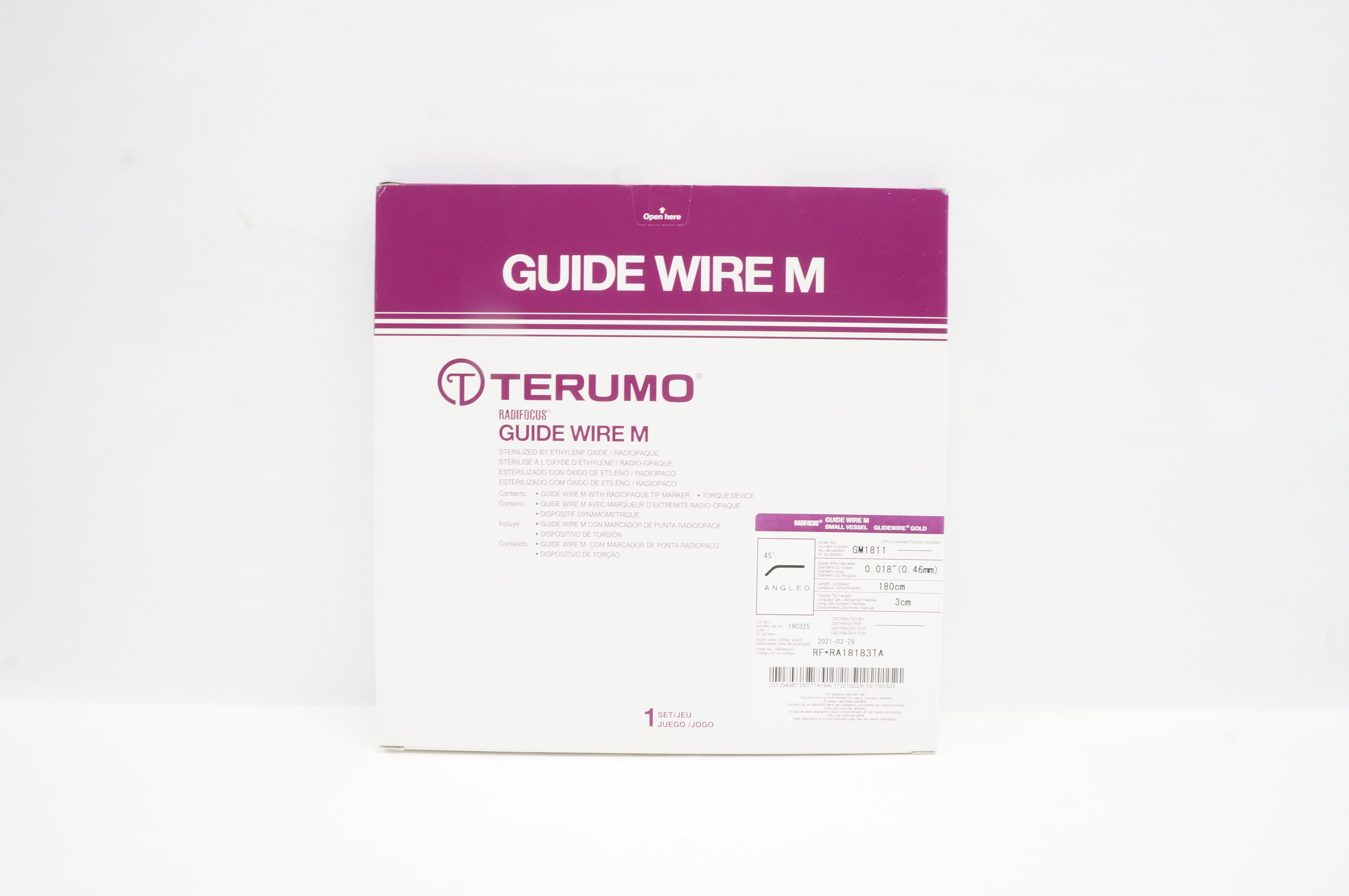 Terumo GM1811 Radiofocus Guide Wire M Small Vessel 0.018inch x 180cm x 3cm (x)