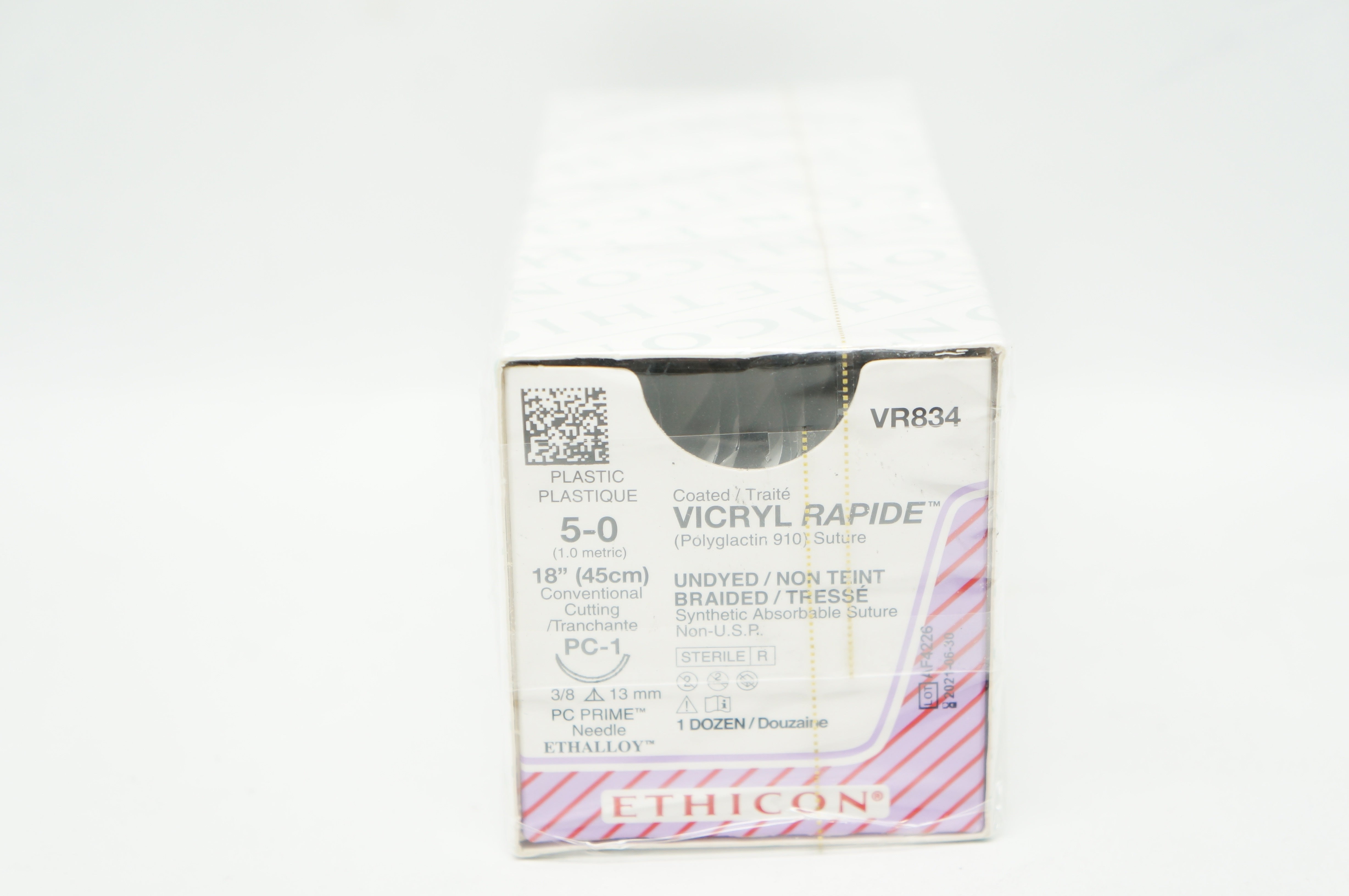 Ethicon VR834 5-0 VICRYL PC-1 13mm 3/8c Conventional Cutting,18in (x) - Box of 12