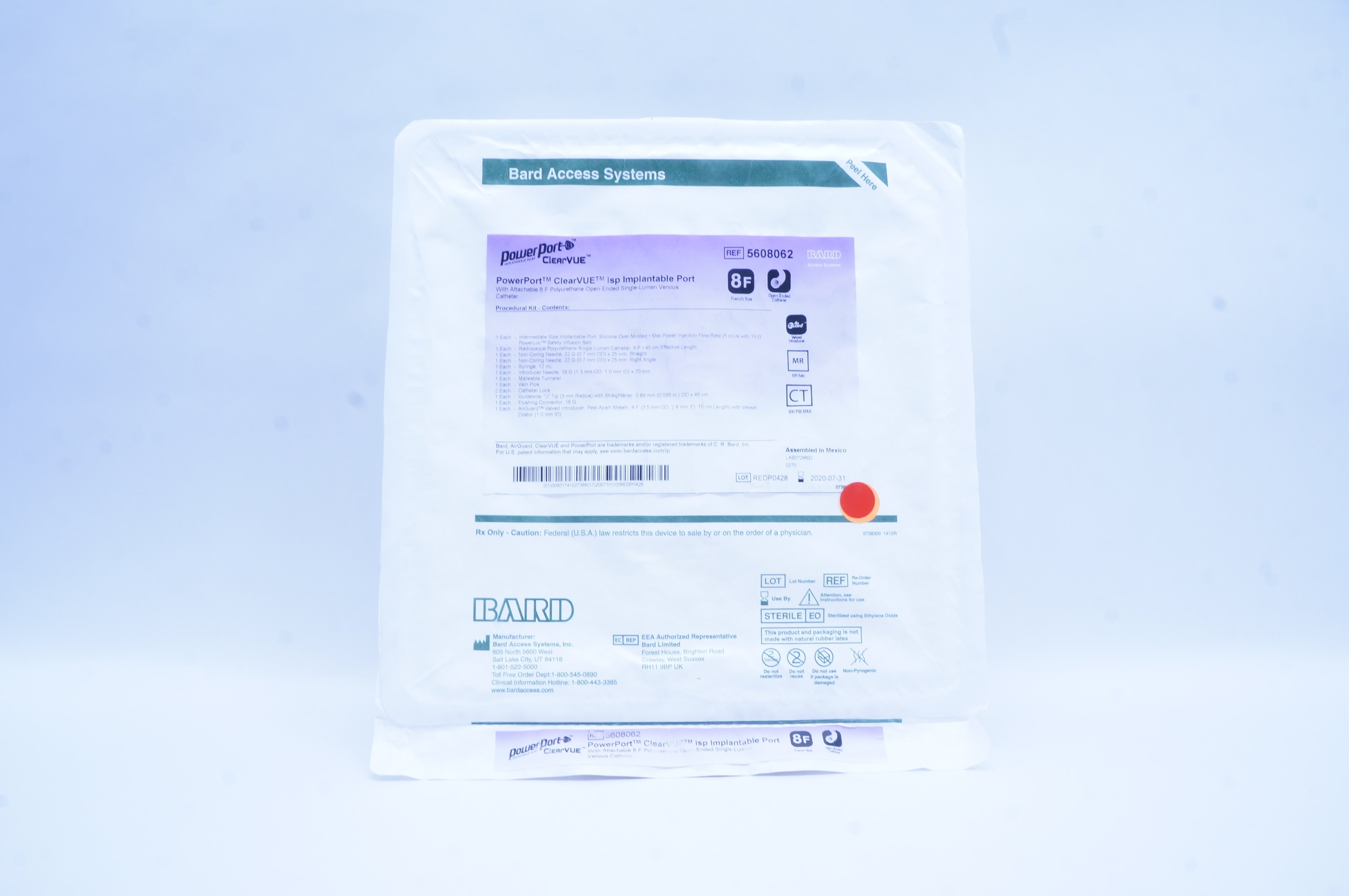 Bard 5608062 PowerPort ClearVue Isp Implantable Port 8F (x)