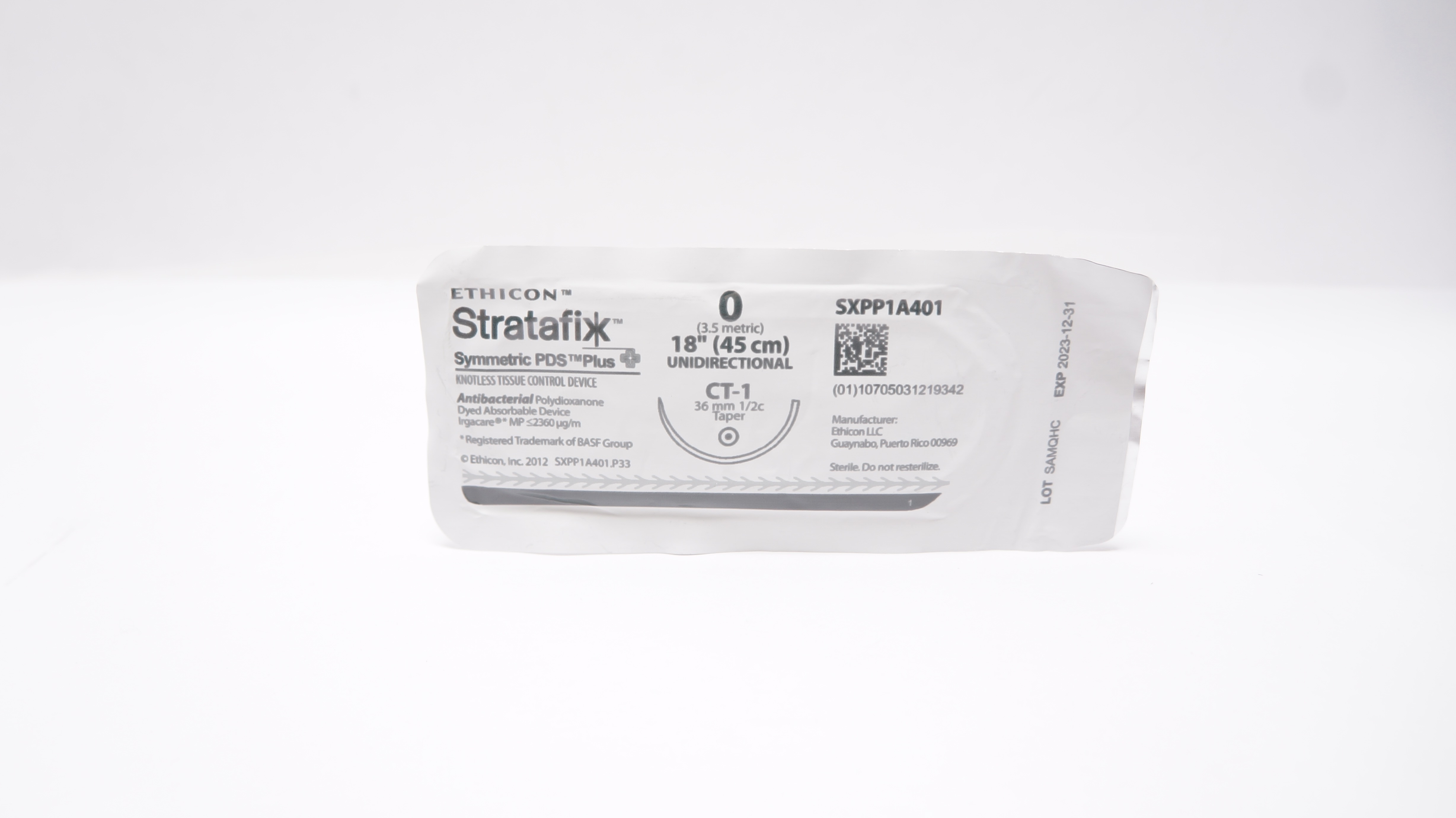 Ethicon SXPP1A401 0 Stratafix Antibacterial Stre CT-1 36mm 1/2c Taper, 18inch