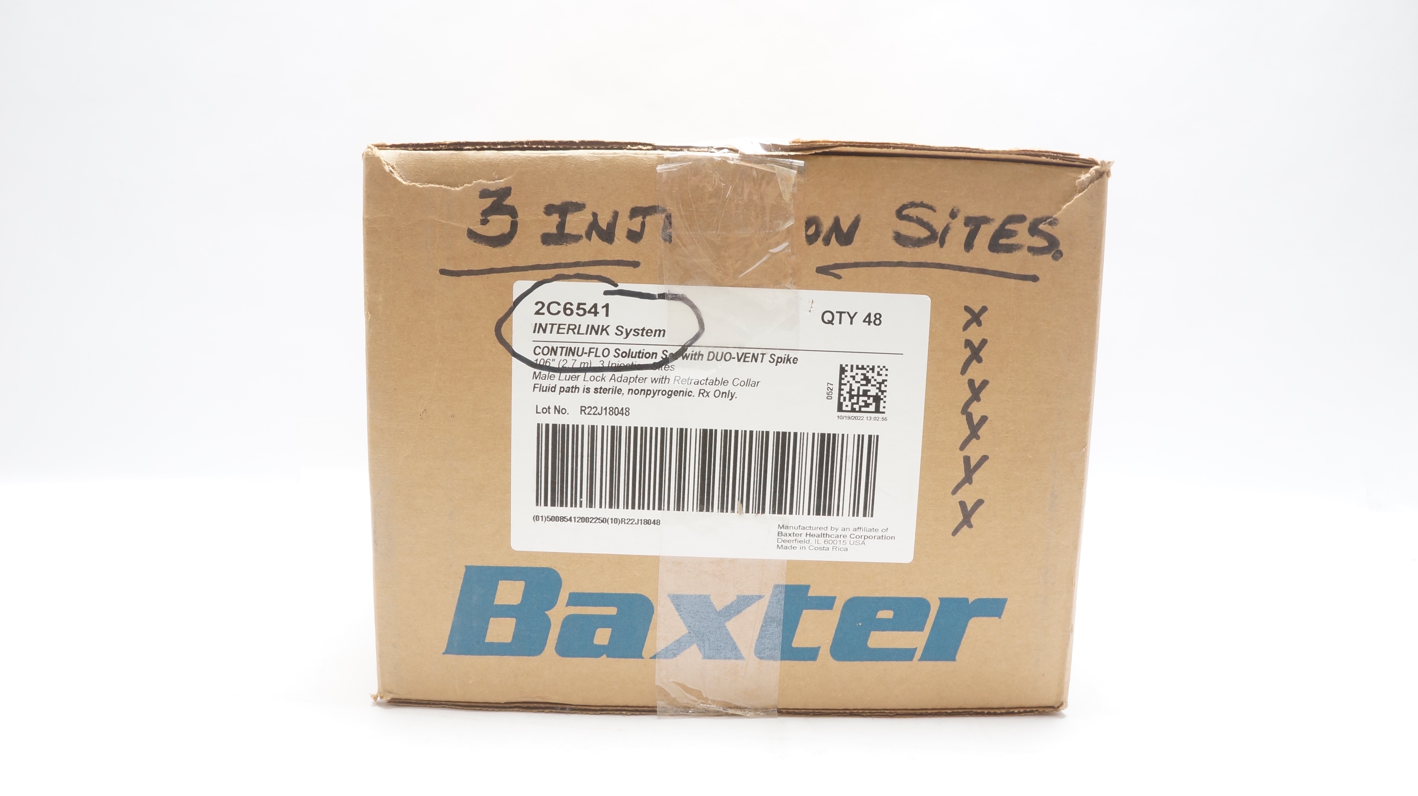 Baxter 2C6541 Continu-Flo Solution Set W/ Duo-Vent Spike 106inch - Box of 48